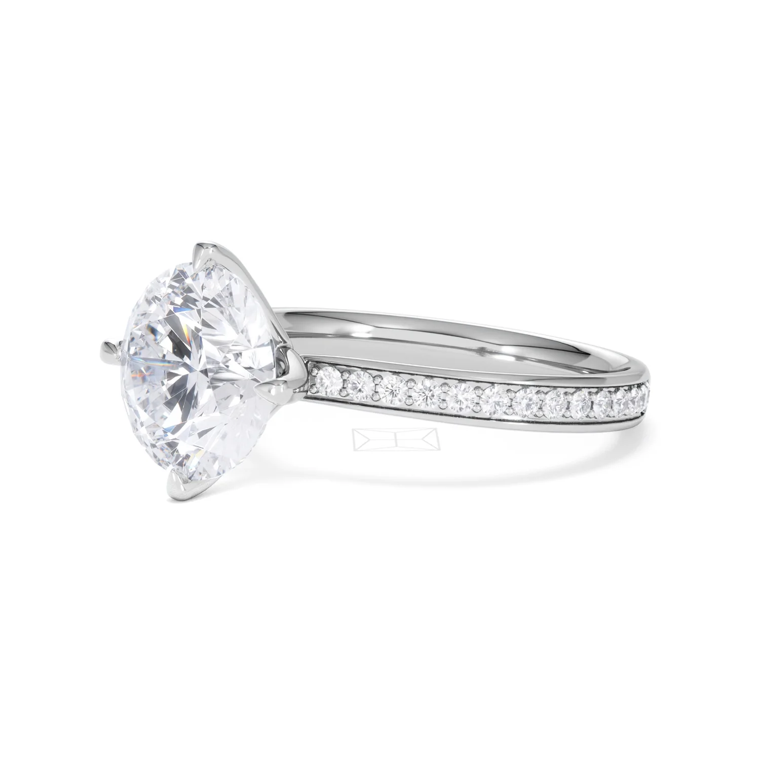 Origin Twist 3.00ct Round Cut Lab Diamond Solitaire Engagement Ring with Side Stones in Platinum - Image 77