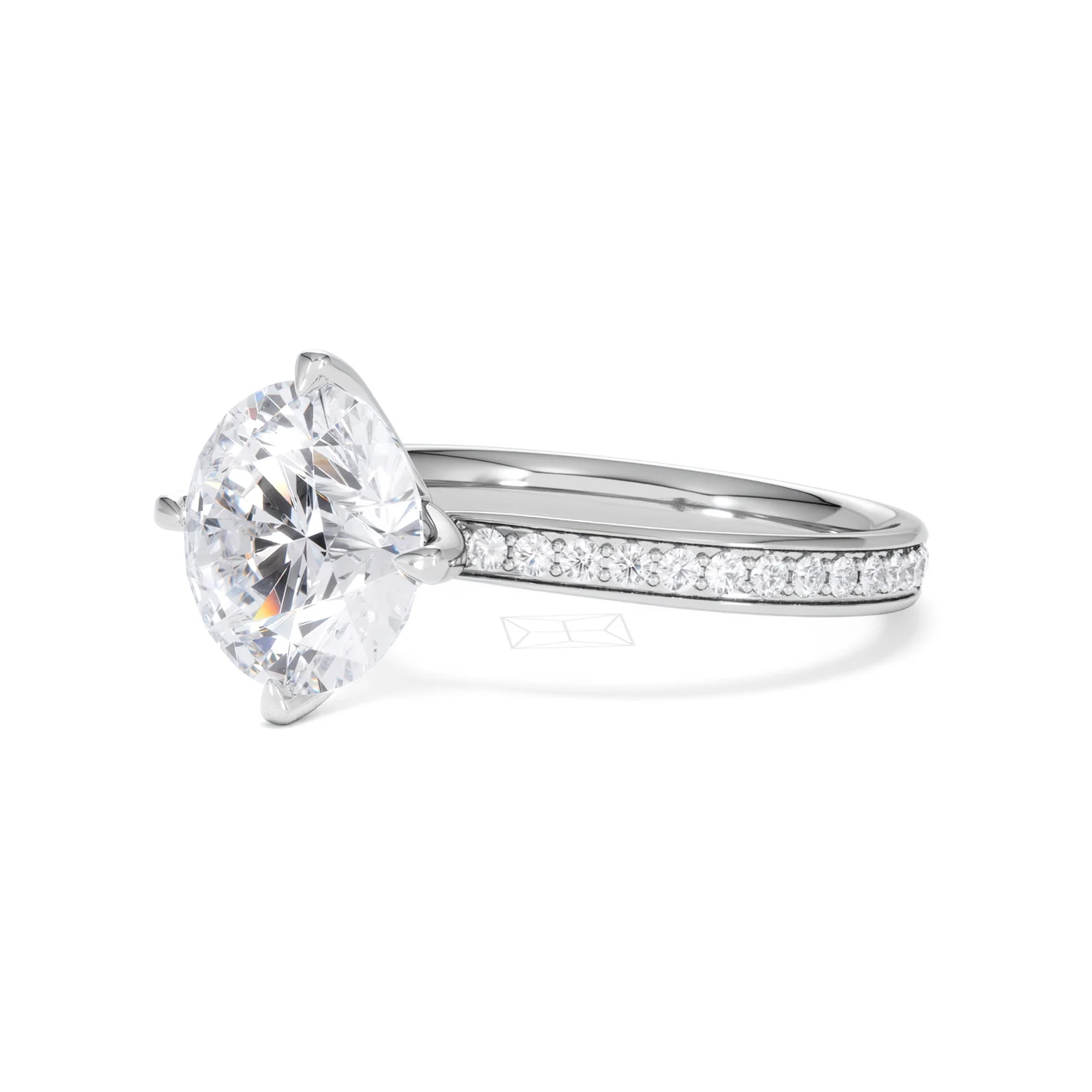 Origin Twist 3.00ct Round Cut Lab Diamond Solitaire Engagement Ring with Side Stones in Platinum - Image 78