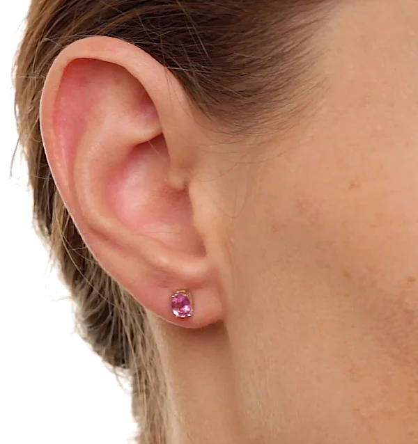 Pink Sapphire 0.45ct 9K Yellow Gold Earrings - Image 3