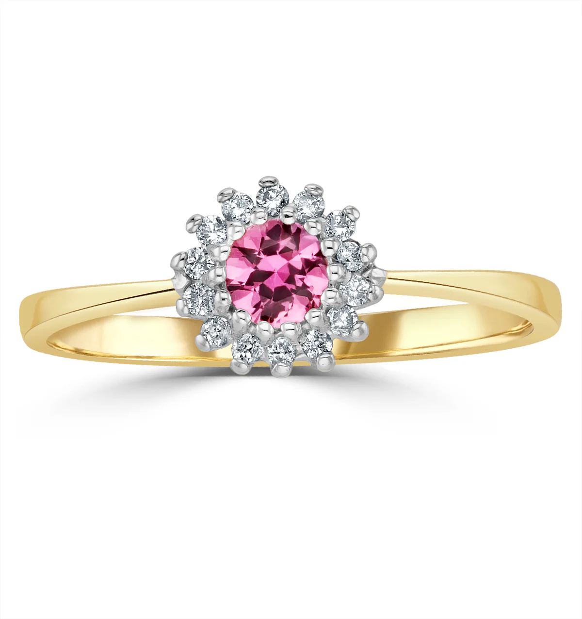 Pink Sapphire and 0.07ct Diamond Ring 9K Yellow Gold - Image 2