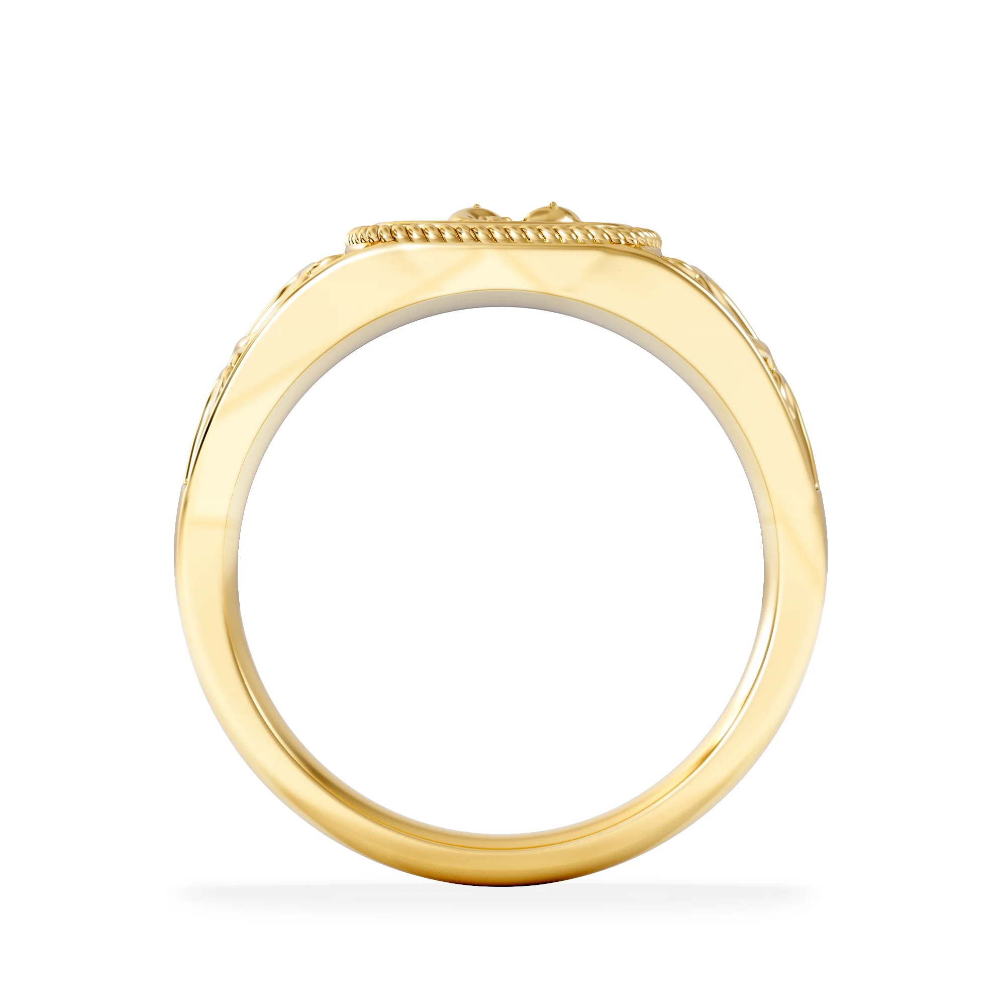 Pisces Zodiac 0.01ct Lab Diamond Signet Ring in 18K Gold Vermeil - Image 3