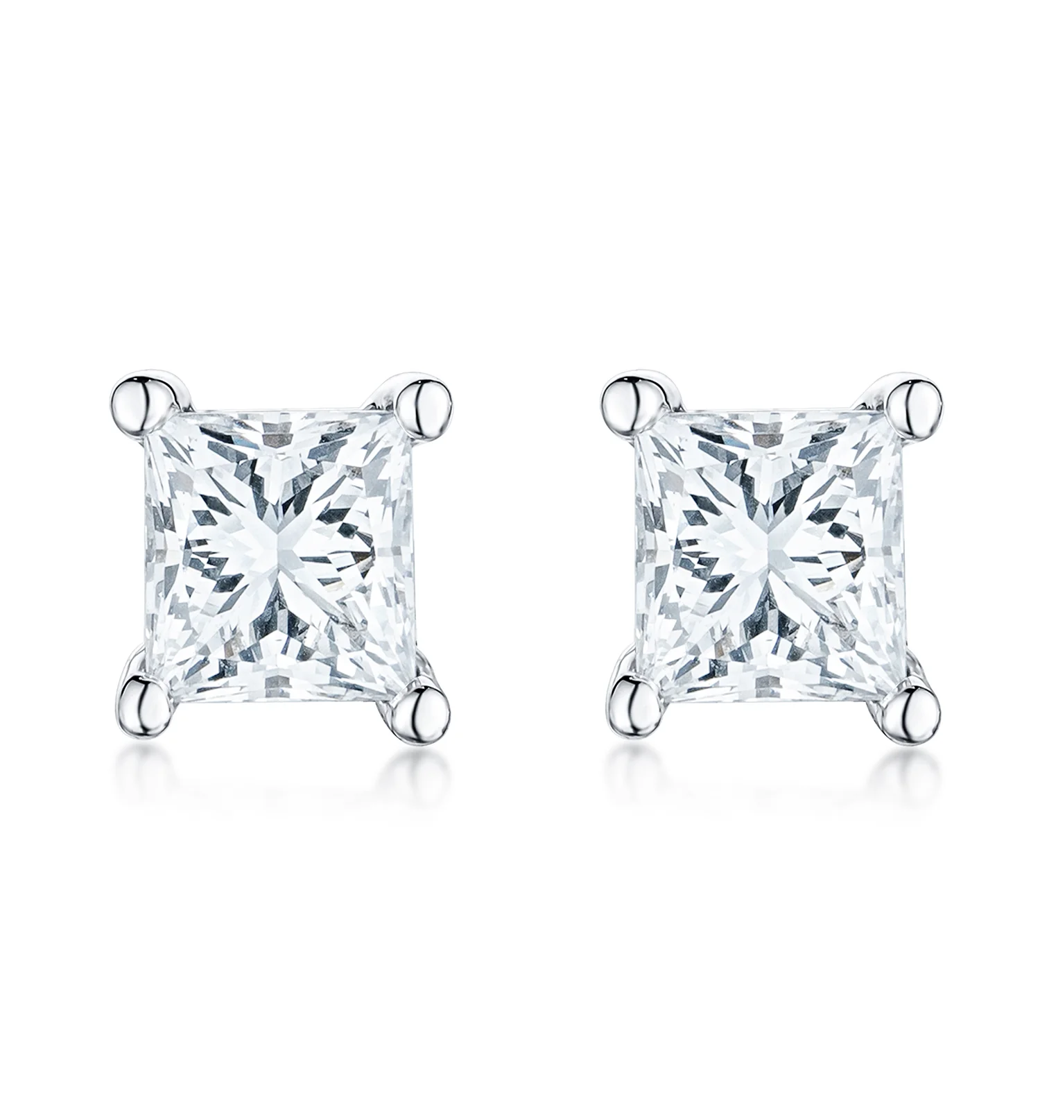 Princess Cut 1ct Lab Diamond Stud Earrings in 9K White Gold