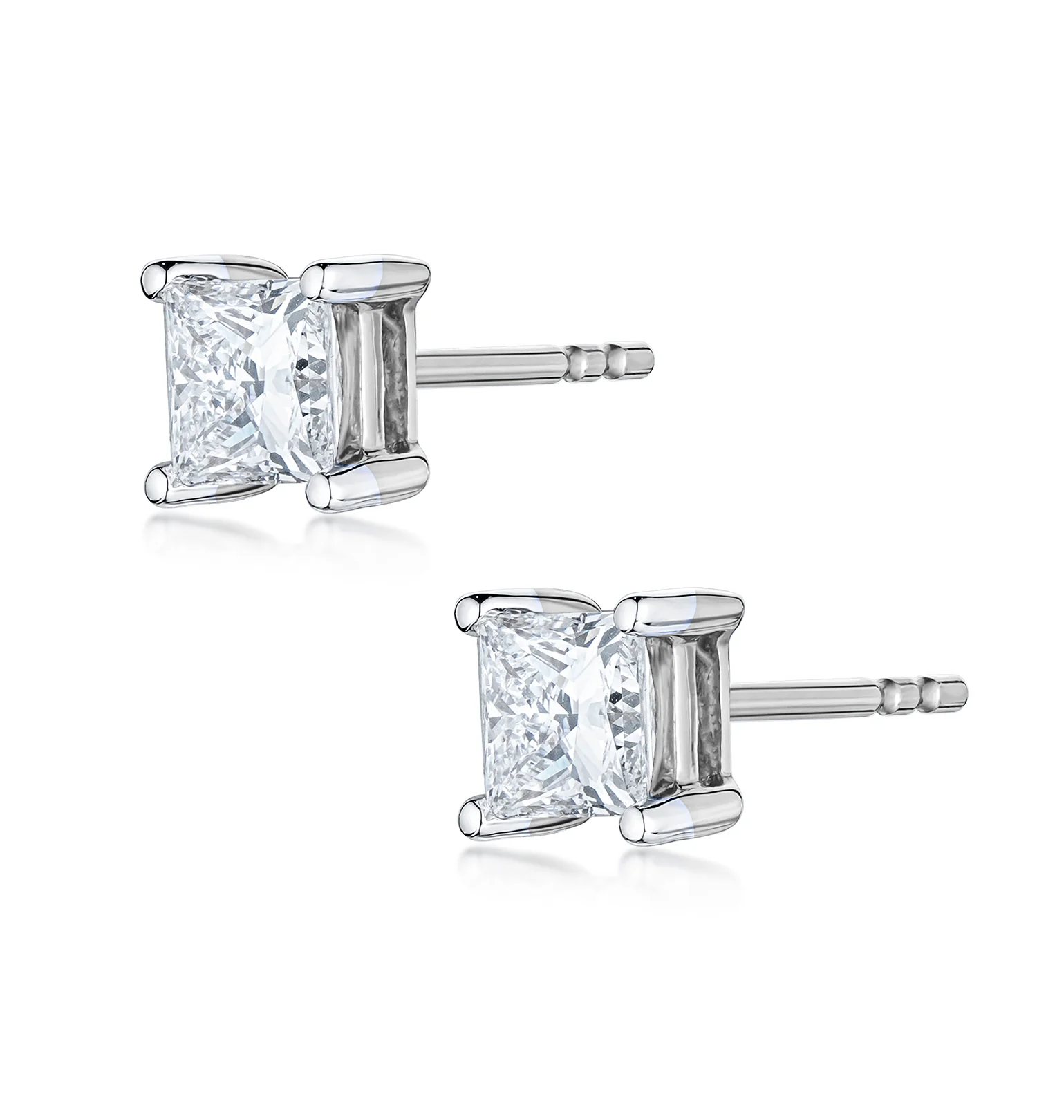 Princess Cut 1ct Lab Diamond Stud Earrings in 9K White Gold - Image 3