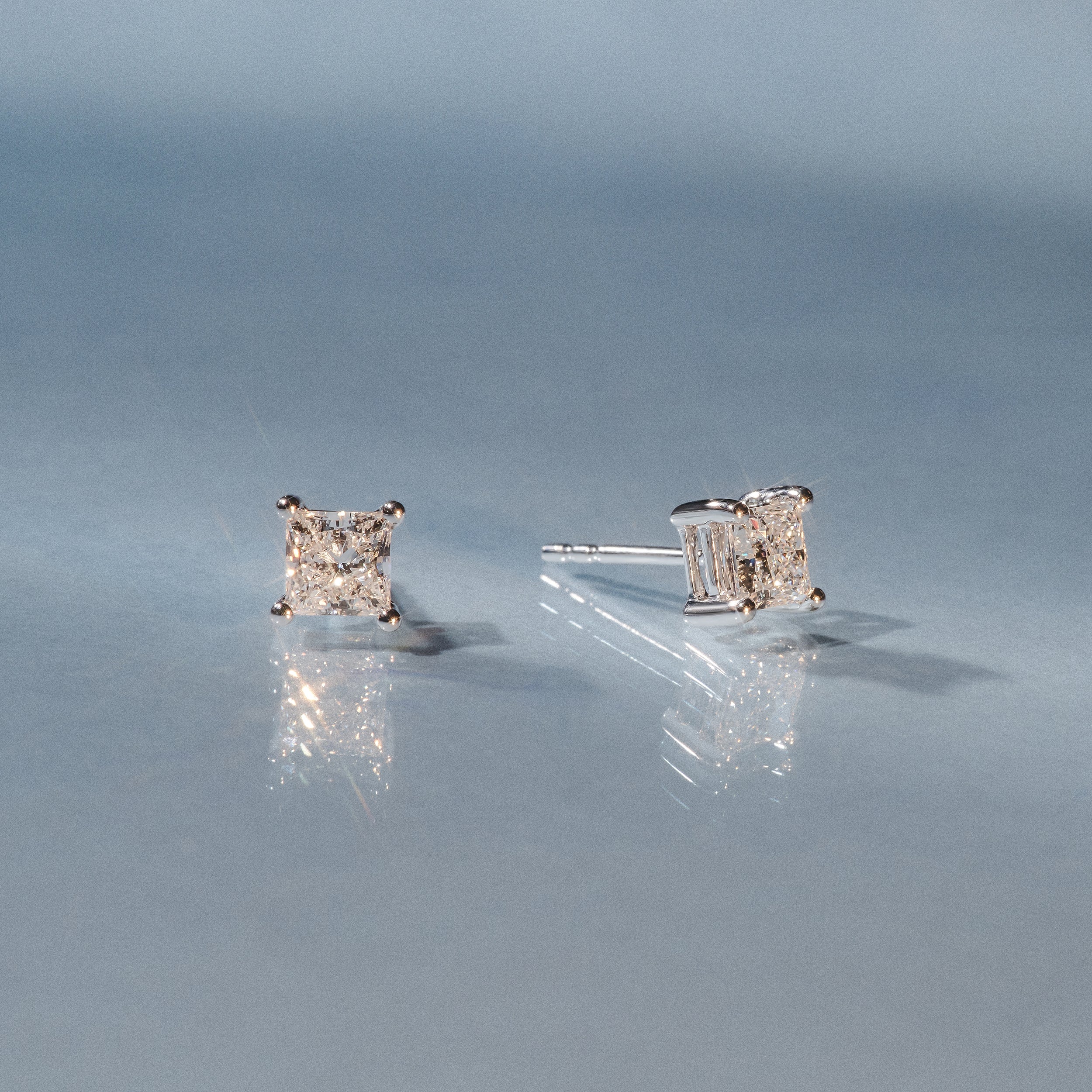 Princess Cut Lab Diamond Stud Earrings 0.50ct in 9K White Gold - Image 4