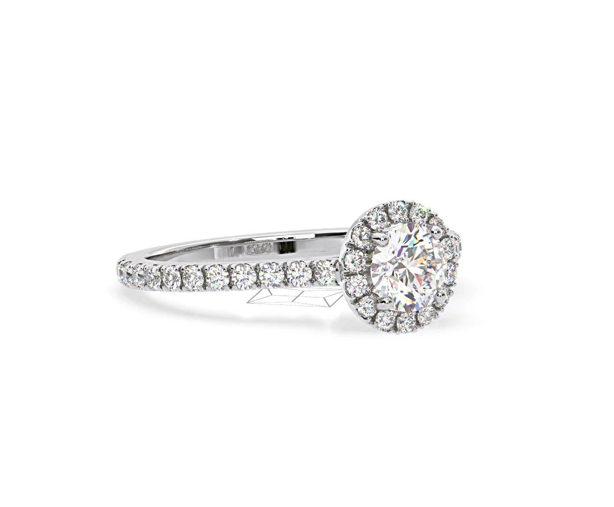 Reina Diamond Halo Engagement Ring in 18K White Gold 1.10ct G/SI2 - Image 160
