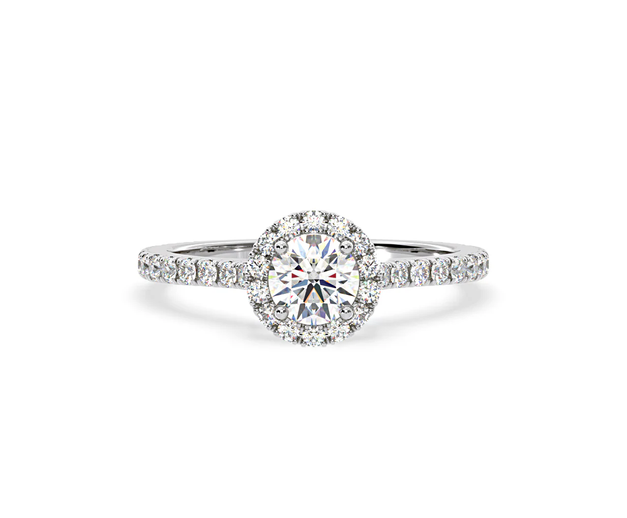 Reina Diamond Halo Engagement Ring in 18K White Gold 1.10ct G/SI2 - Image 167