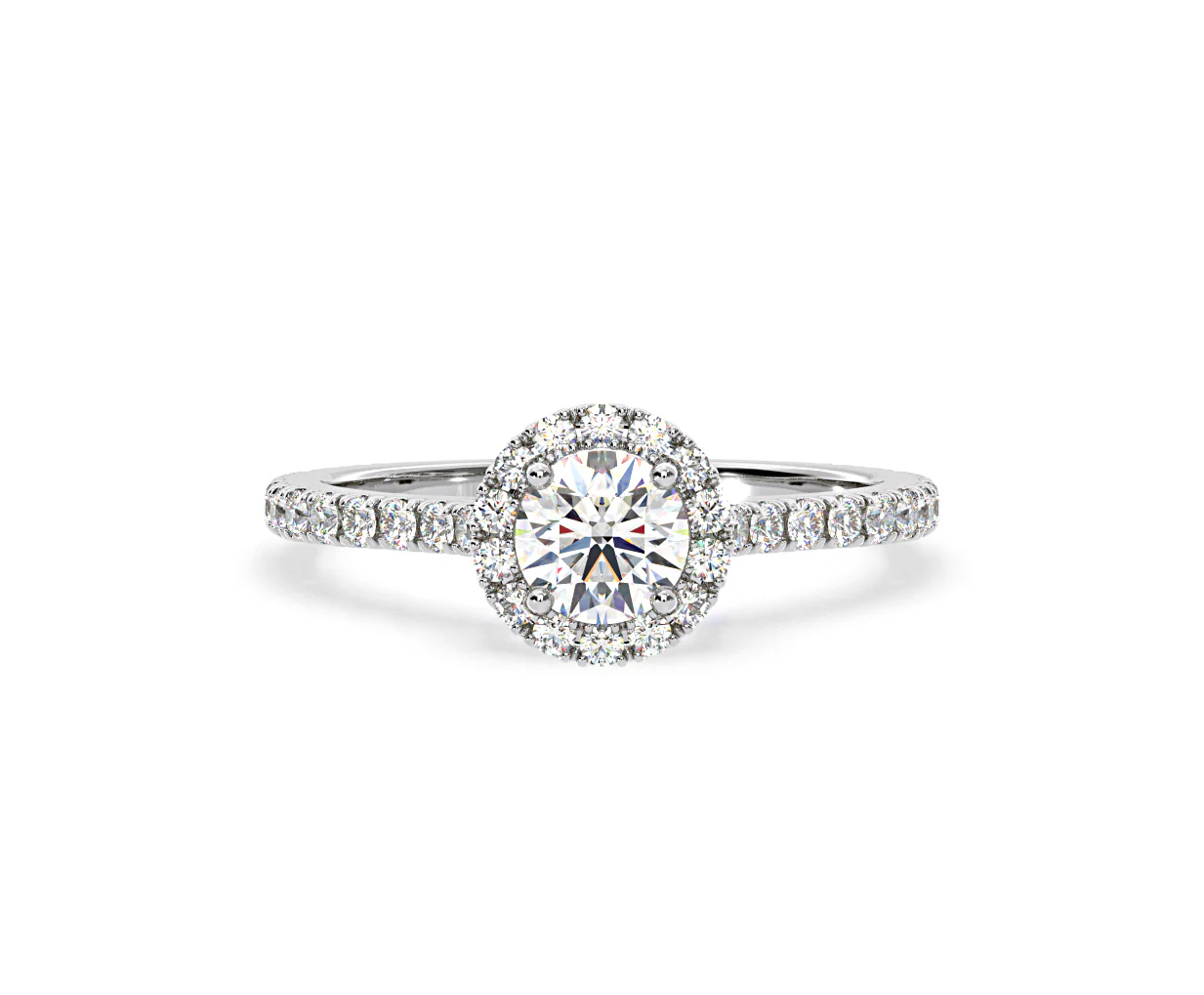 Reina Diamond Halo Engagement Ring in 18K White Gold 1.10ct G/SI2 - Image 88