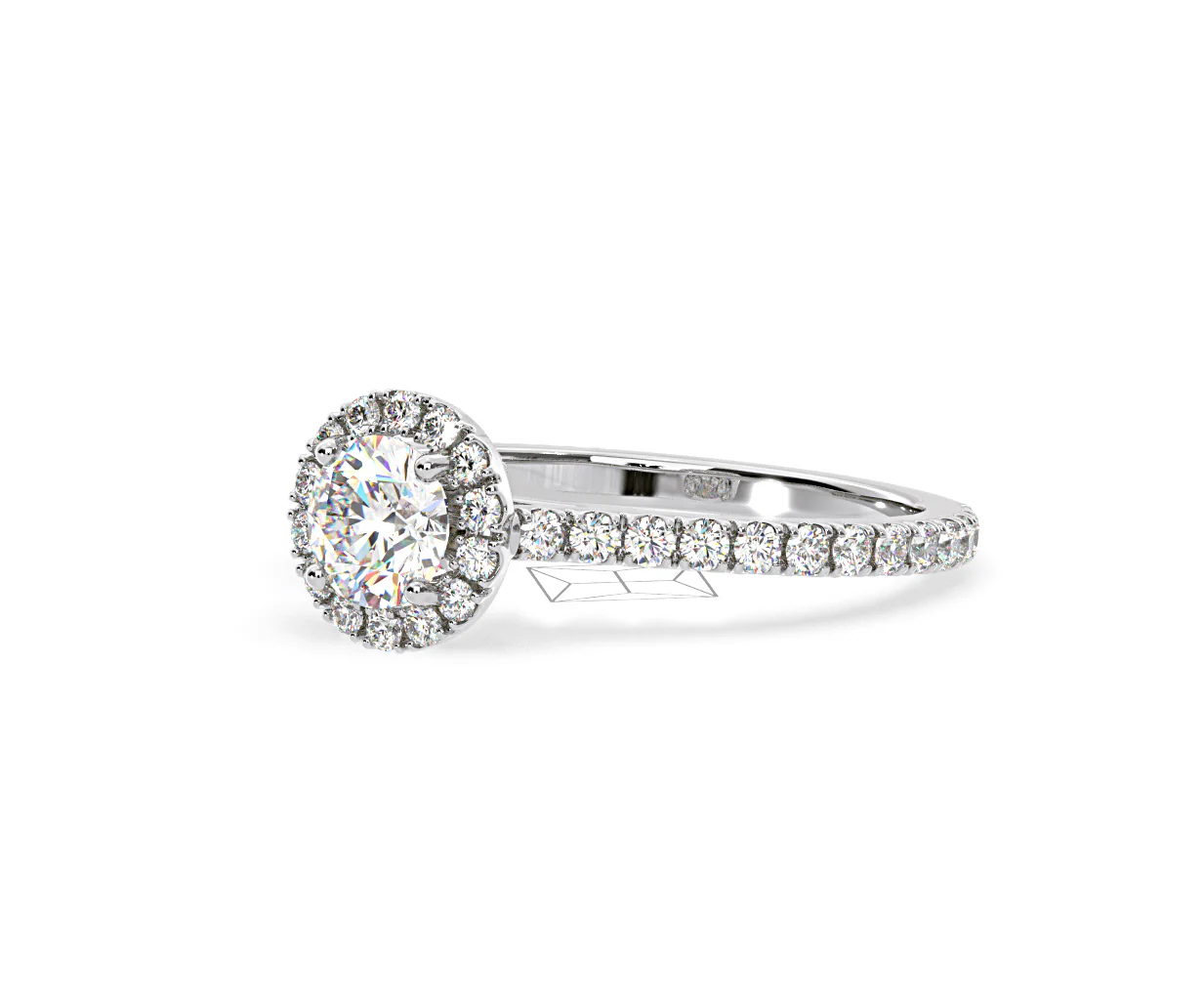 Reina Diamond Halo Engagement Ring in 18K White Gold 1.10ct G/SI2 - Image 96