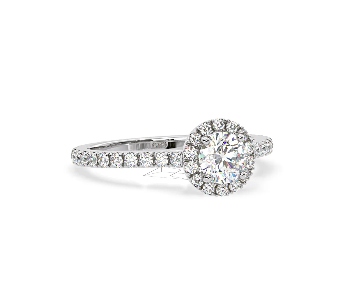 Reina Diamond Halo Engagement Ring in Platinum 1.10ct G/SI2 - Image 162