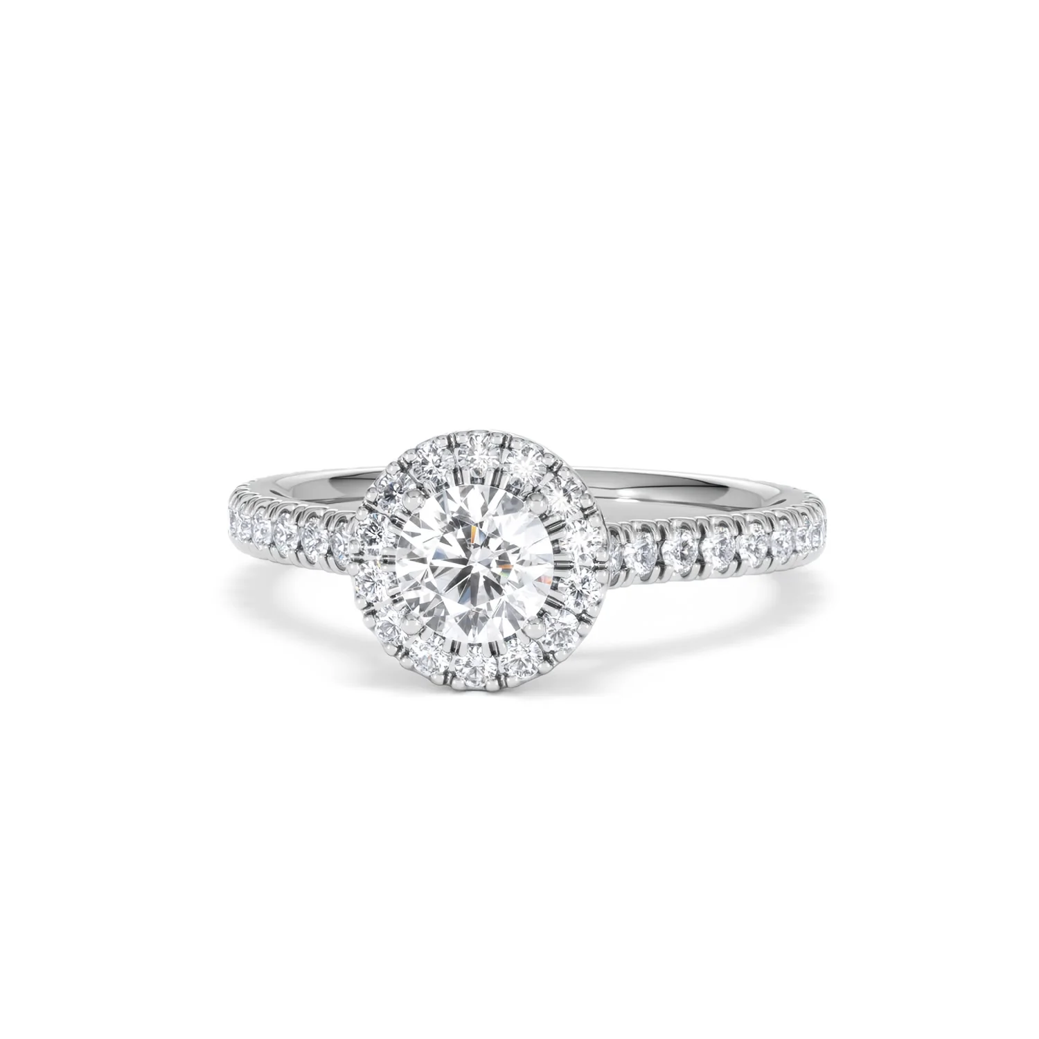 Reina Diamond Halo Engagement Ring in Platinum 1.10ct G/SI2 - Image 86