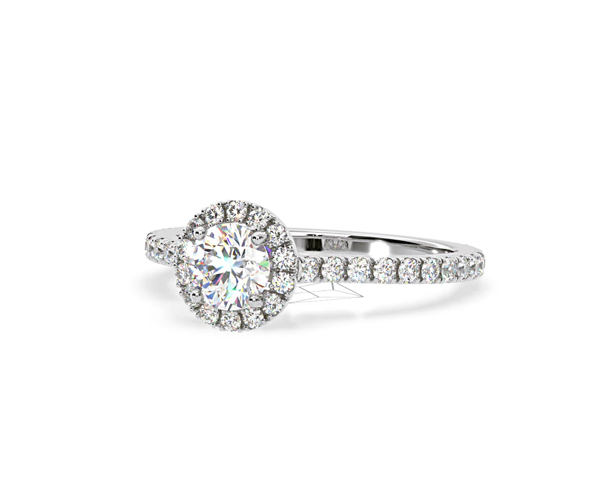 Reina Diamond Halo Engagement Ring in Platinum 1.10ct G/SI2 - Image 93