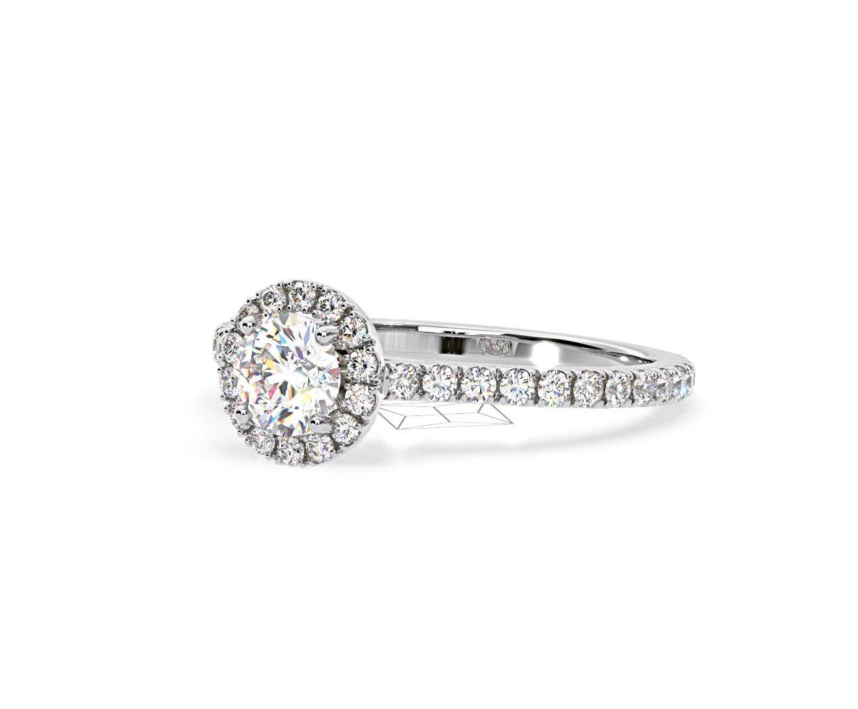 Reina Diamond Halo Engagement Ring in Platinum 1.10ct G/SI2 - Image 95