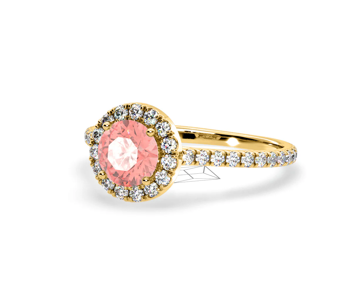Reina Pink Lab Diamond 1.80ct Halo Ring in 18K Yellow Gold - Elara Collection - Image 13