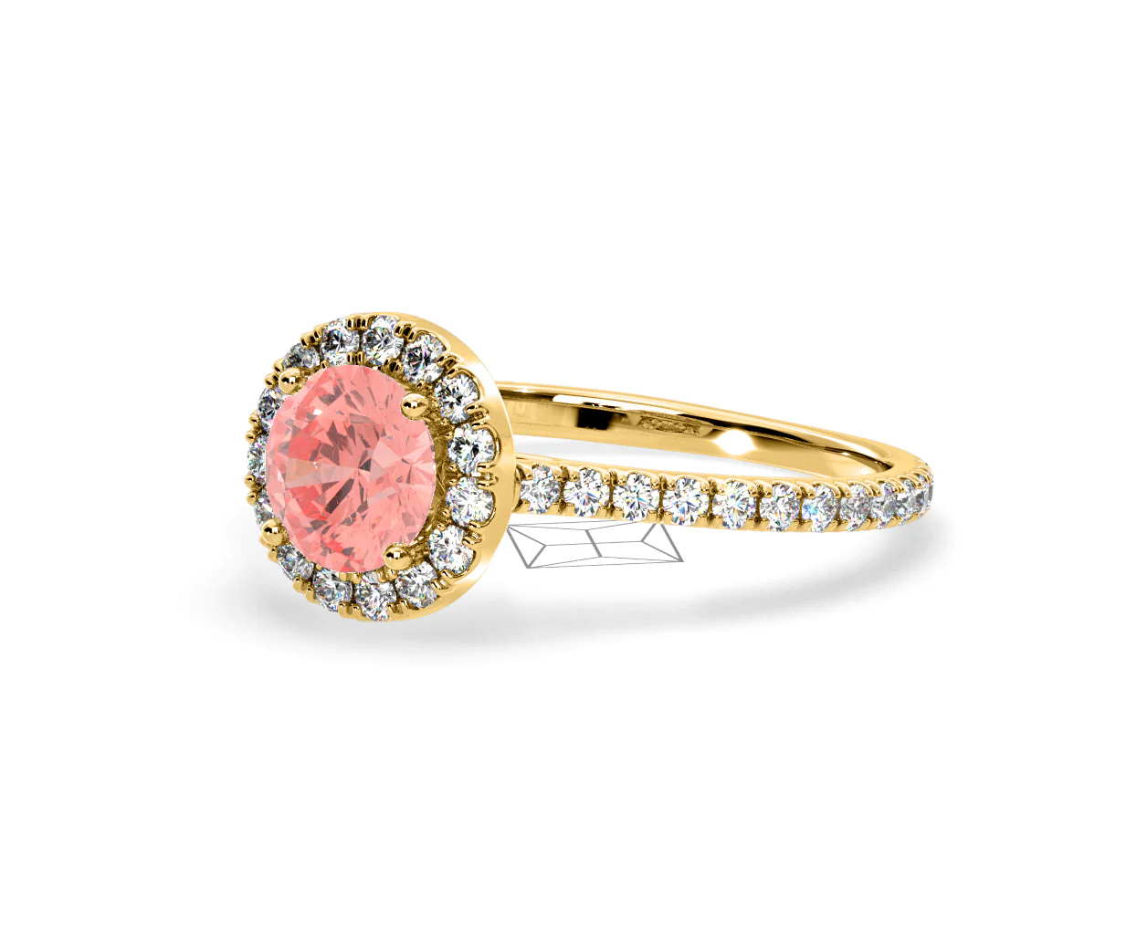 Reina Pink Lab Diamond 1.80ct Halo Ring in 18K Yellow Gold - Elara Collection - Image 15