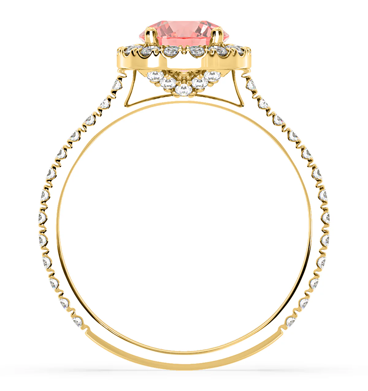 Reina Pink Lab Diamond 1.80ct Halo Ring in 18K Yellow Gold - Elara Collection - Image 5