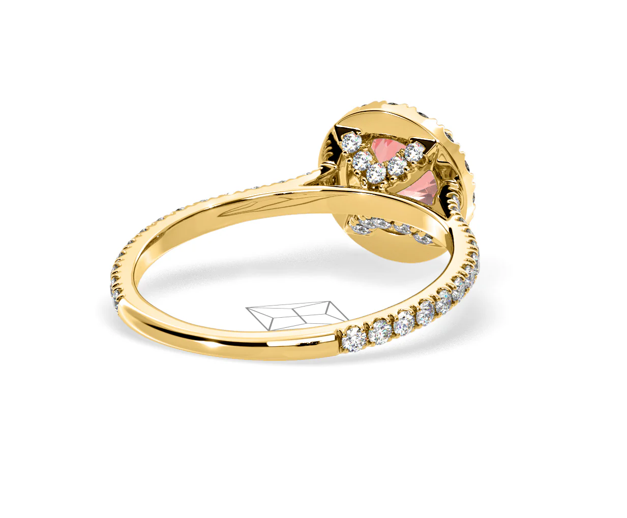 Reina Pink Lab Diamond 1.80ct Halo Ring in 18K Yellow Gold - Elara Collection - Image 53
