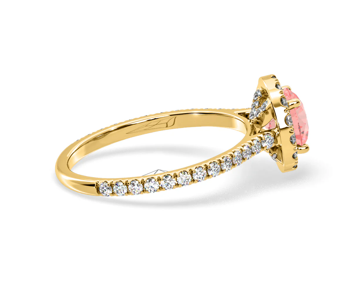 Reina Pink Lab Diamond 1.80ct Halo Ring in 18K Yellow Gold - Elara Collection - Image 64