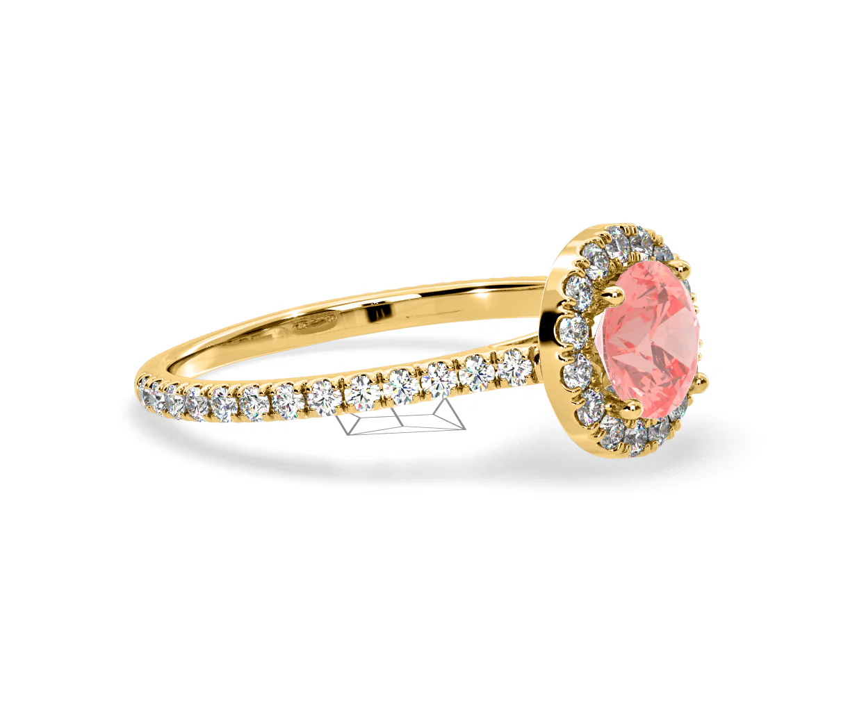 Reina Pink Lab Diamond 1.80ct Halo Ring in 18K Yellow Gold - Elara Collection - Image 74