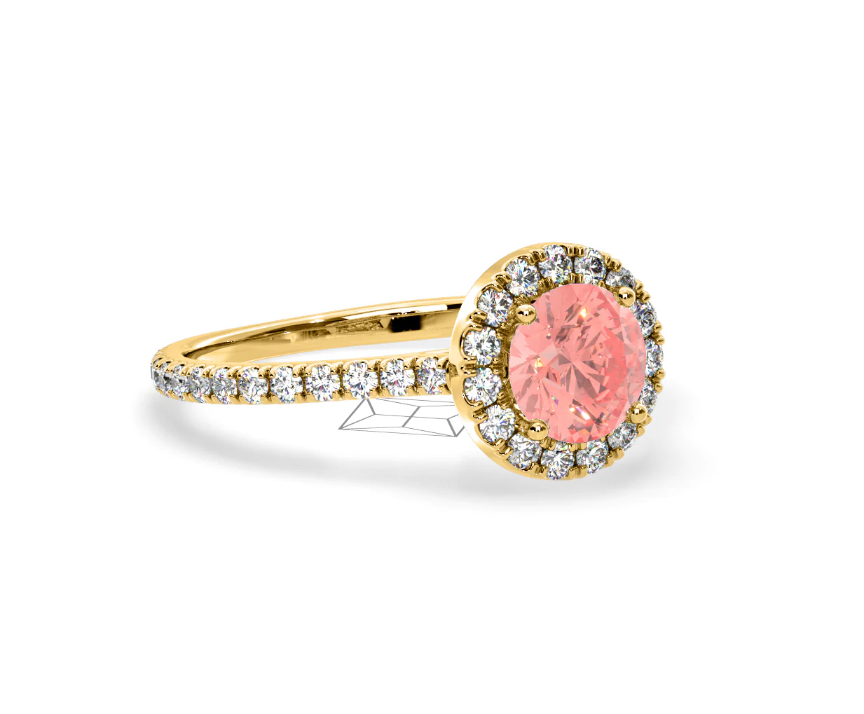 Reina Pink Lab Diamond 1.80ct Halo Ring in 18K Yellow Gold - Elara Collection - Image 79