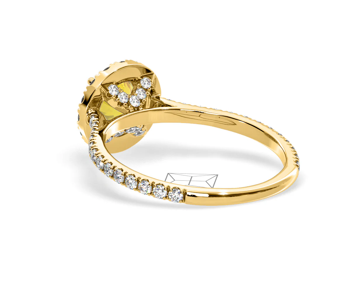 Reina Yellow Lab Diamond 1.80ct Halo Ring in 18K Yellow Gold - Elara Collection - Image 38
