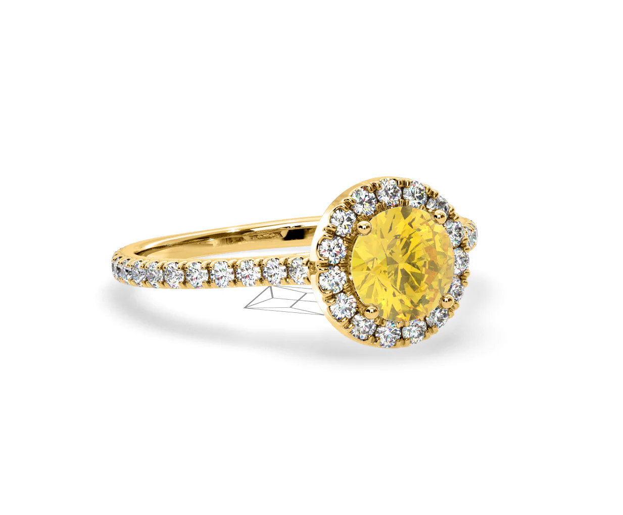 Reina Yellow Lab Diamond 1.80ct Halo Ring in 18K Yellow Gold - Elara Collection - Image 80