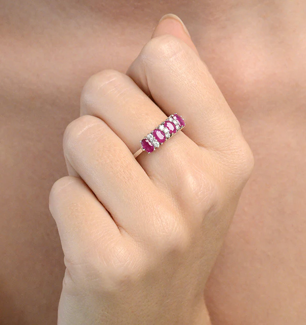 Ruby 1.12ct And Diamond 9K White Gold Ring - Image 4