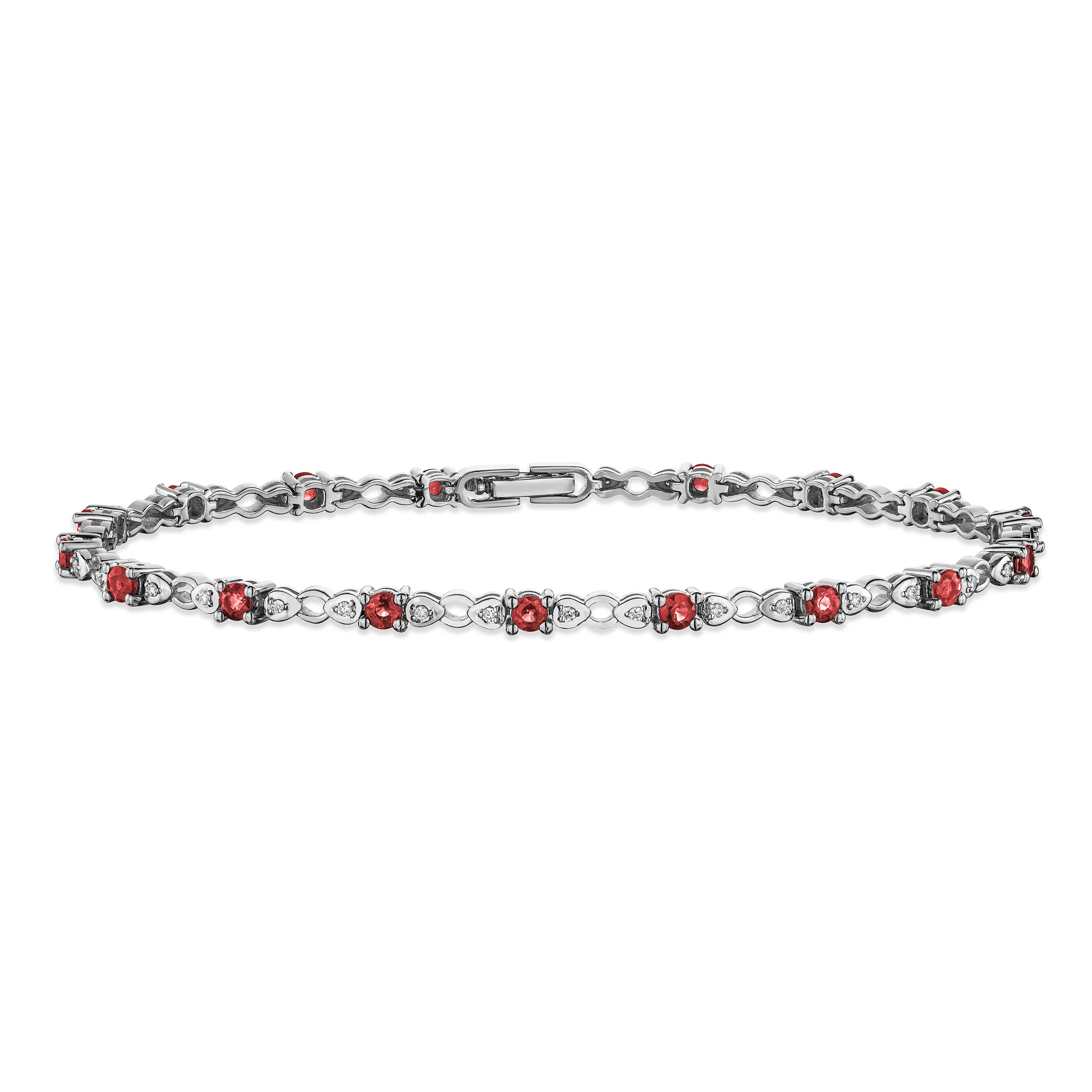 Ruby and Lab Diamond Tennis Bracelet Claw Set in 925 Silver