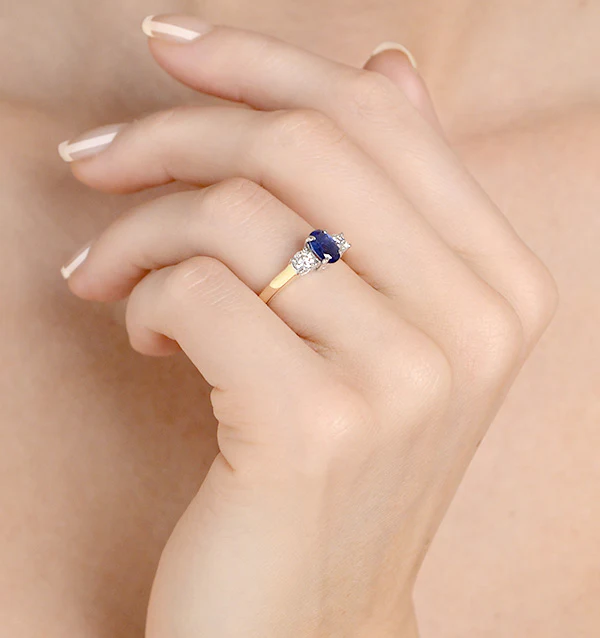 Sapphire 0.80ct And Lab Diamonds G/Vs 0.50ct 18K Gold Ring FET23-U - Image 4