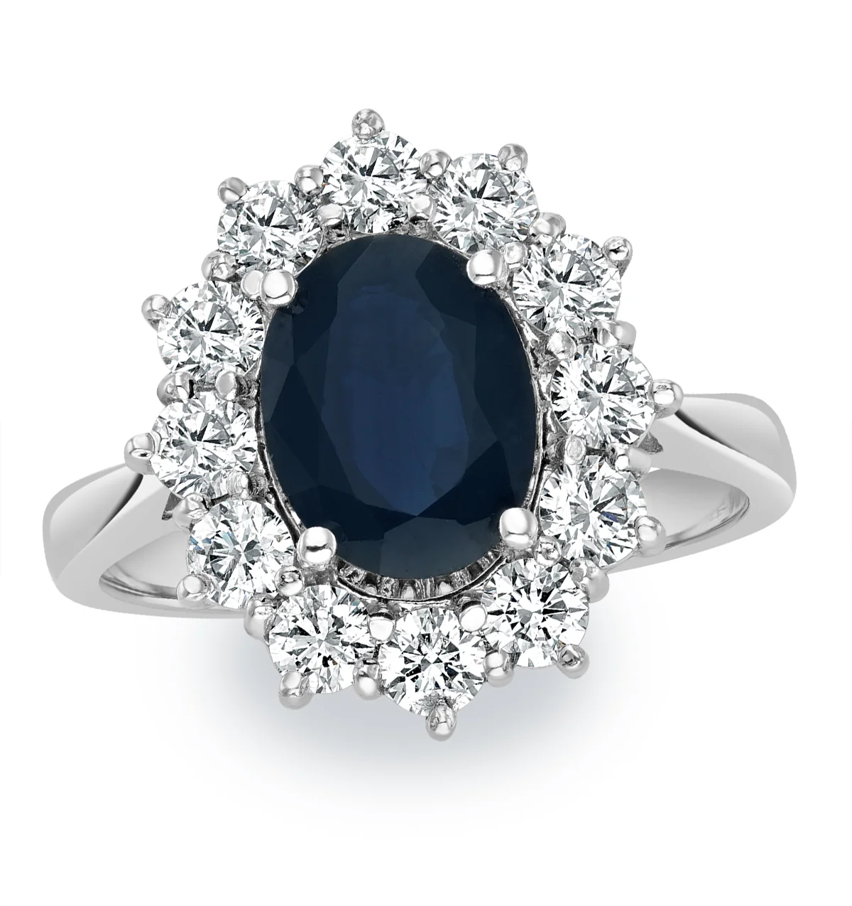 Sapphire 2.3ct And Diamond 1ct Cluster Ring in Platinum - Image 3