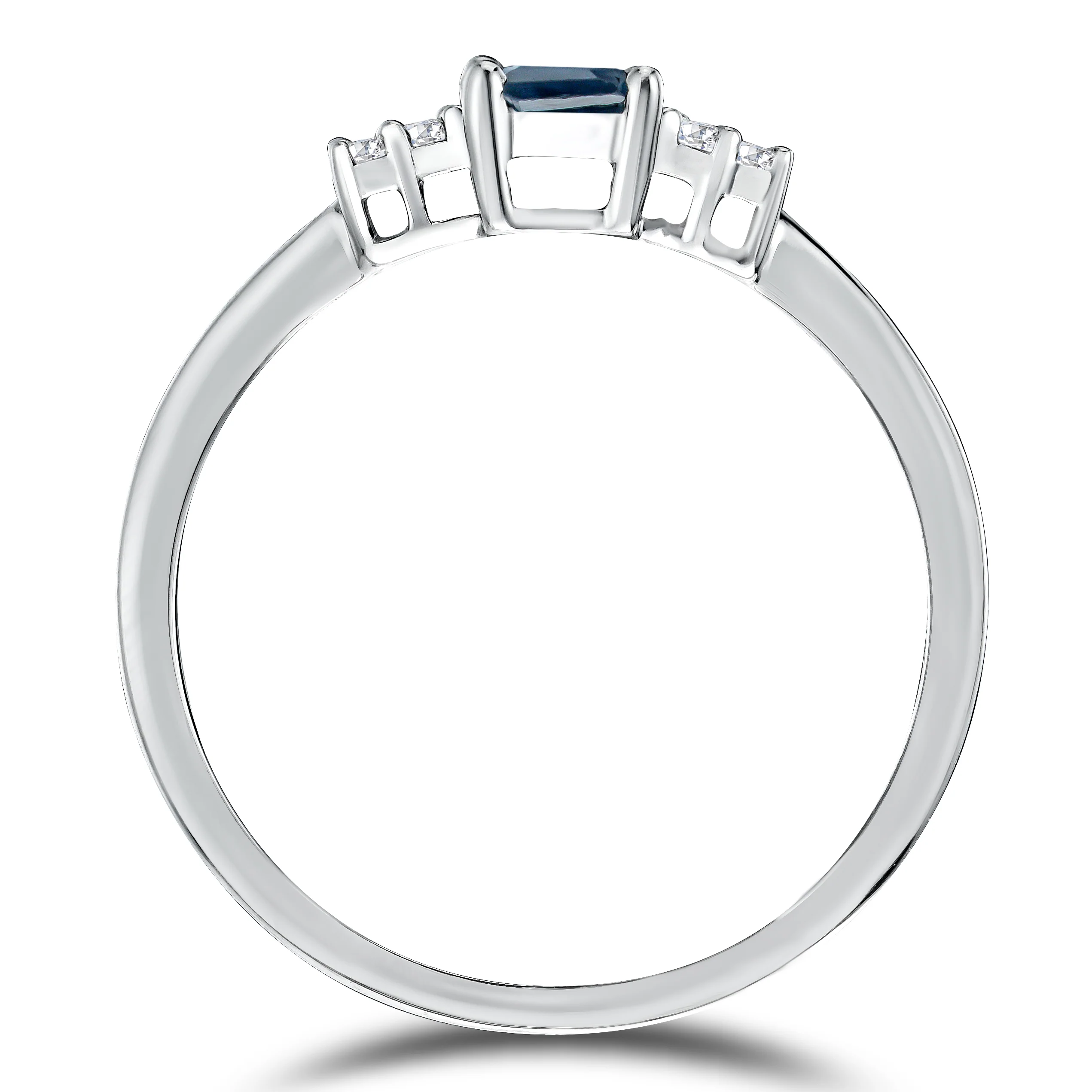 Sapphire 6 x 4mm And Diamond 925 Sterling Silver Ring - Image 2