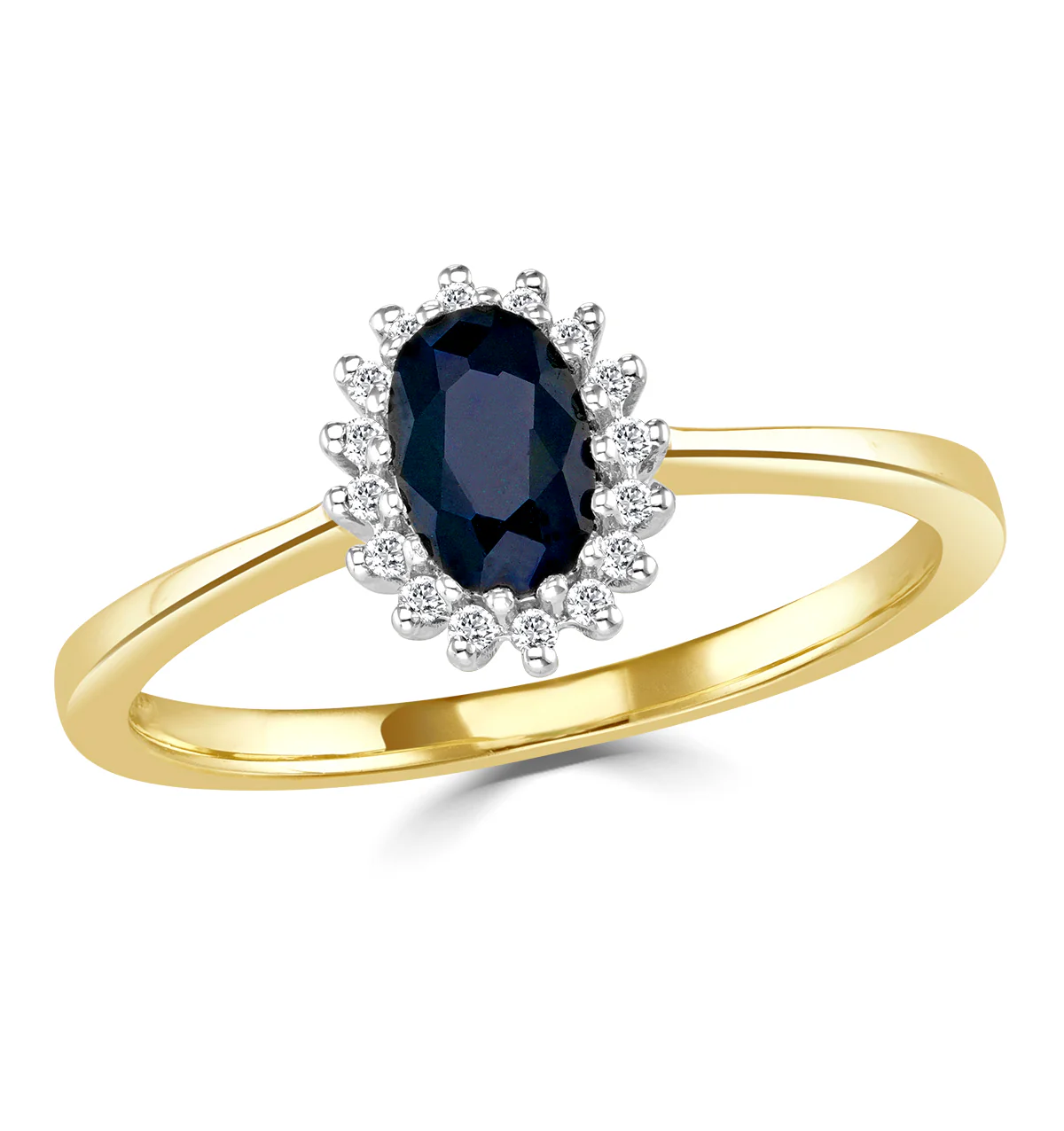 Sapphire 6 x 4mm And Diamond 9K Gold Ring - Image 2