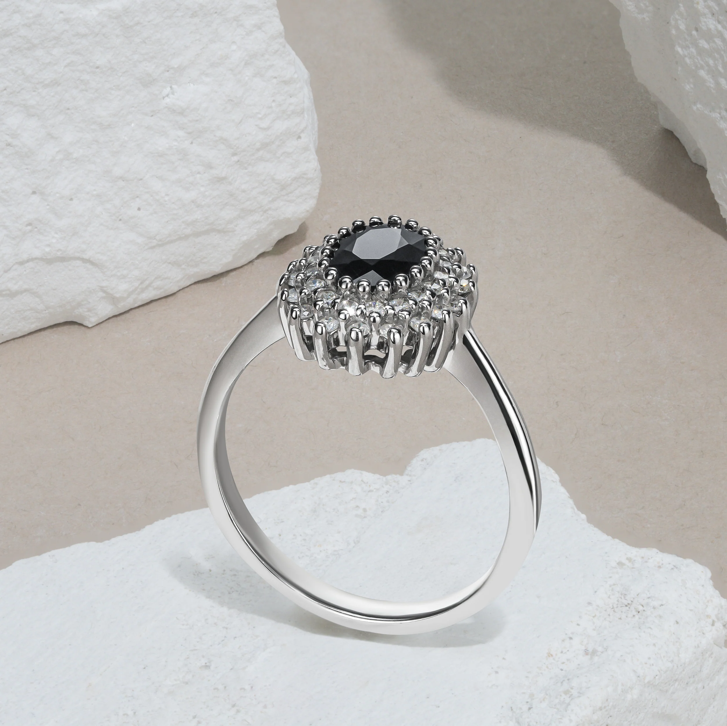 Sapphire 7 x 5mm And Diamond 925 Sterling Silver Ring - Image 2