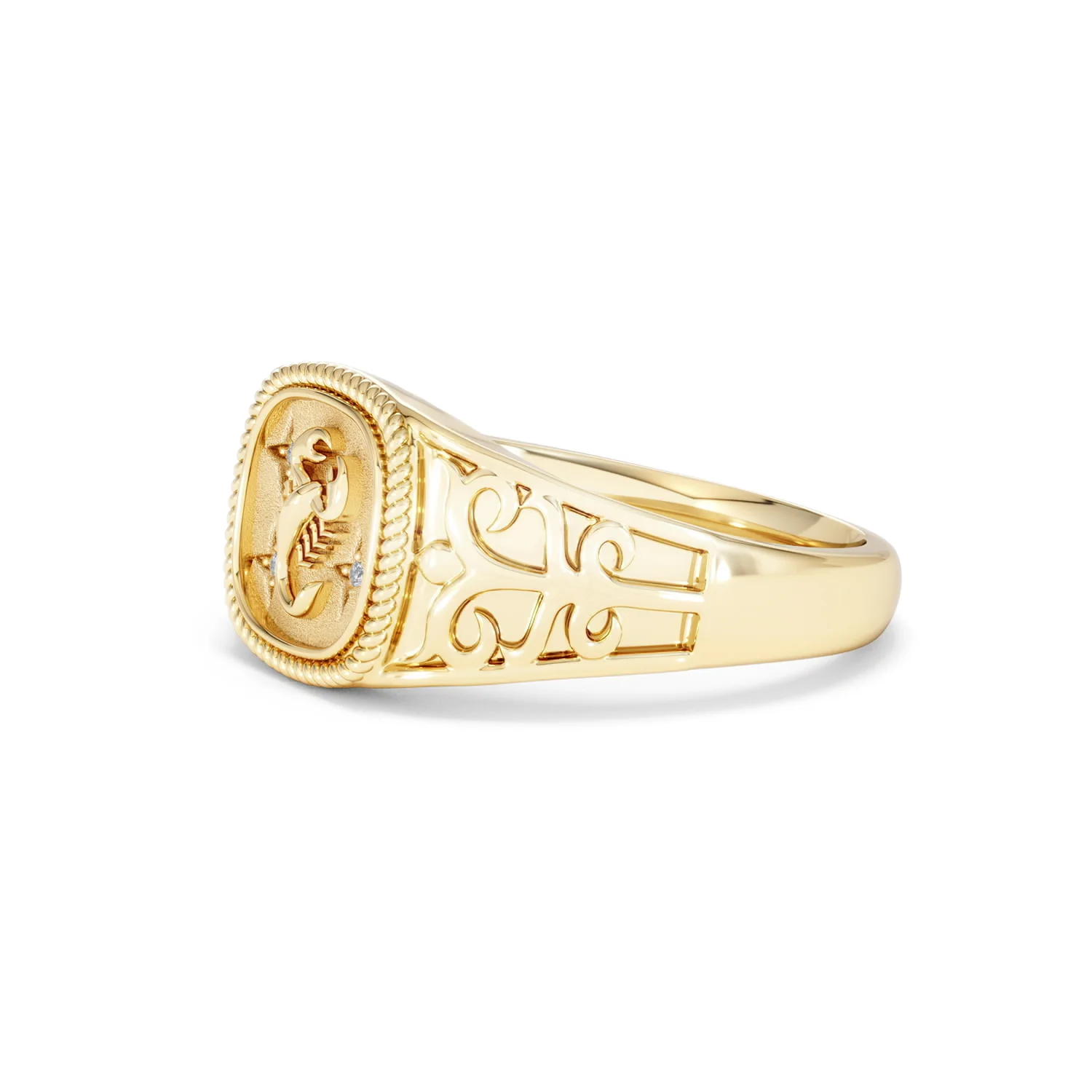 Scorpio Zodiac 0.01ct Lab Diamond Signet Ring in 18K Gold Vermeil - Image 74
