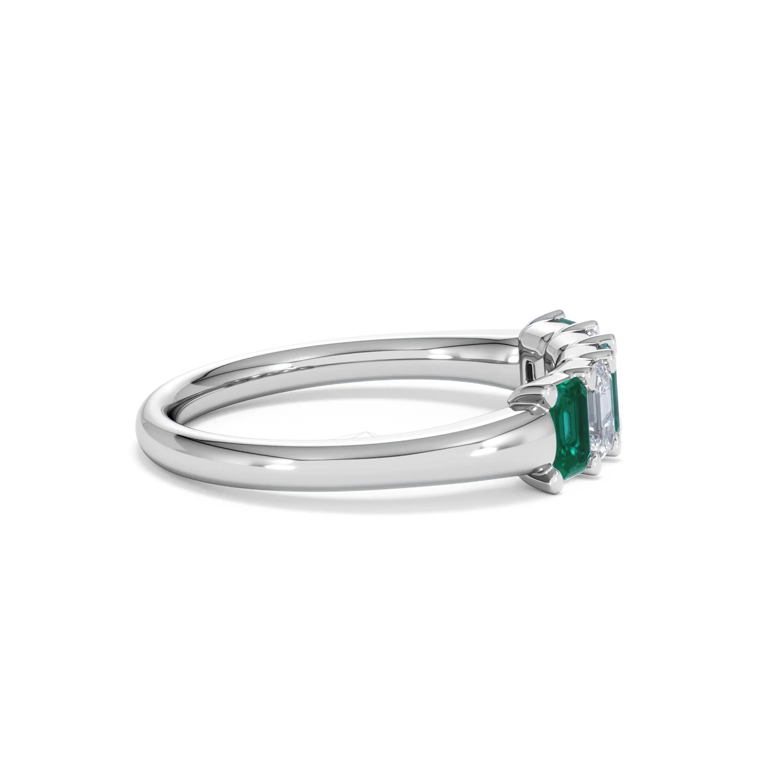 Solene 0.75ct Emerald Cut Lab Emerald and Lab Diamond Half Eternity Ring in 18K White Gold - Image 28