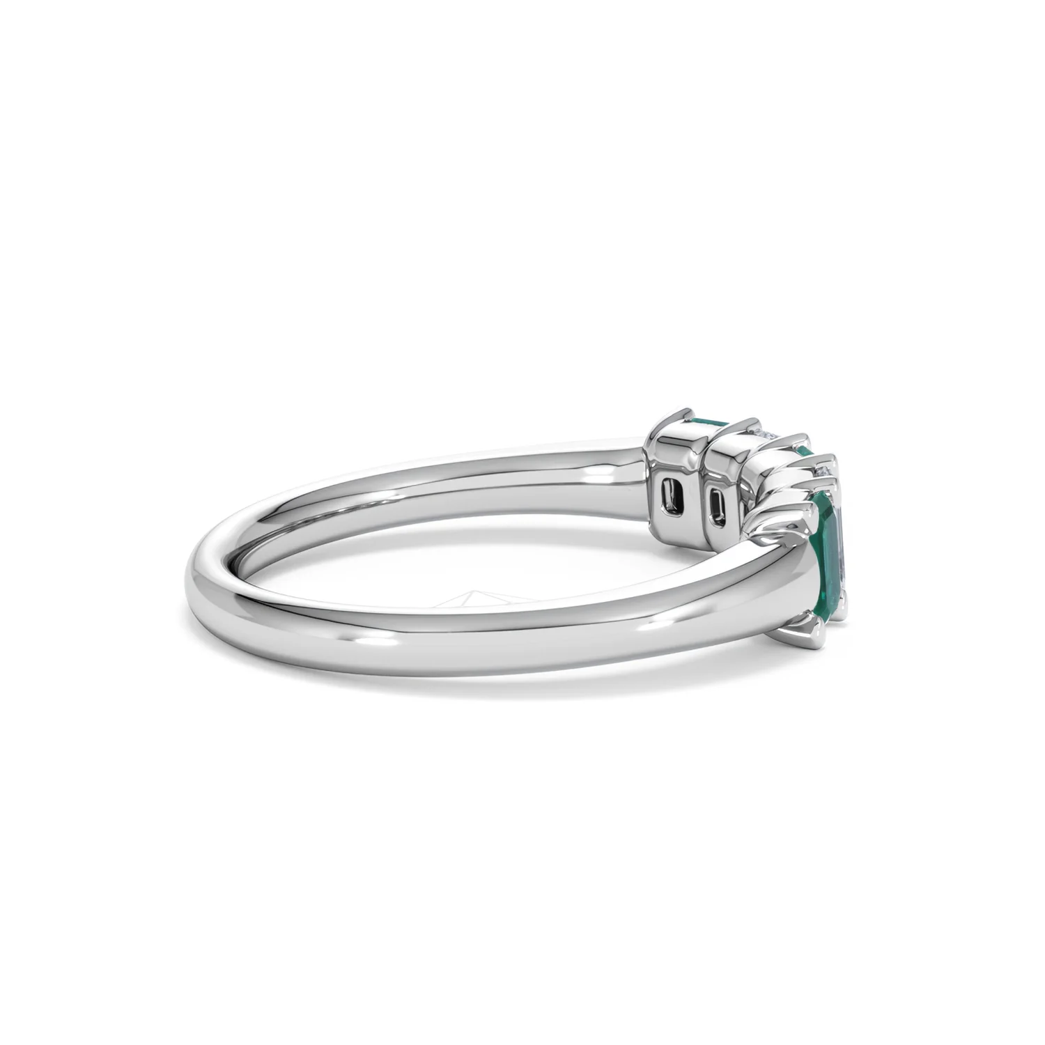 Solene 0.75ct Emerald Cut Lab Emerald and Lab Diamond Half Eternity Ring in 18K White Gold - Image 32