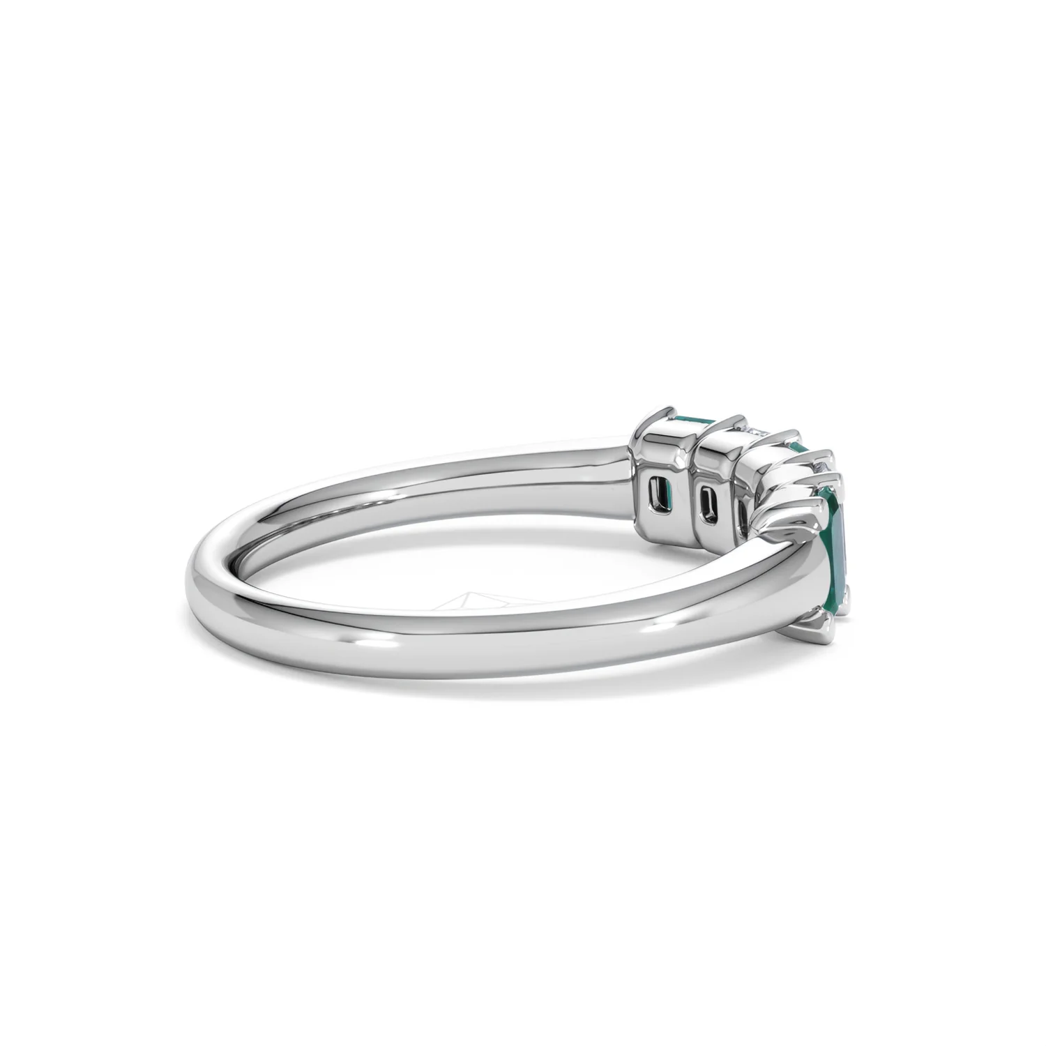 Solene 0.75ct Emerald Cut Lab Emerald and Lab Diamond Half Eternity Ring in 18K White Gold - Image 33
