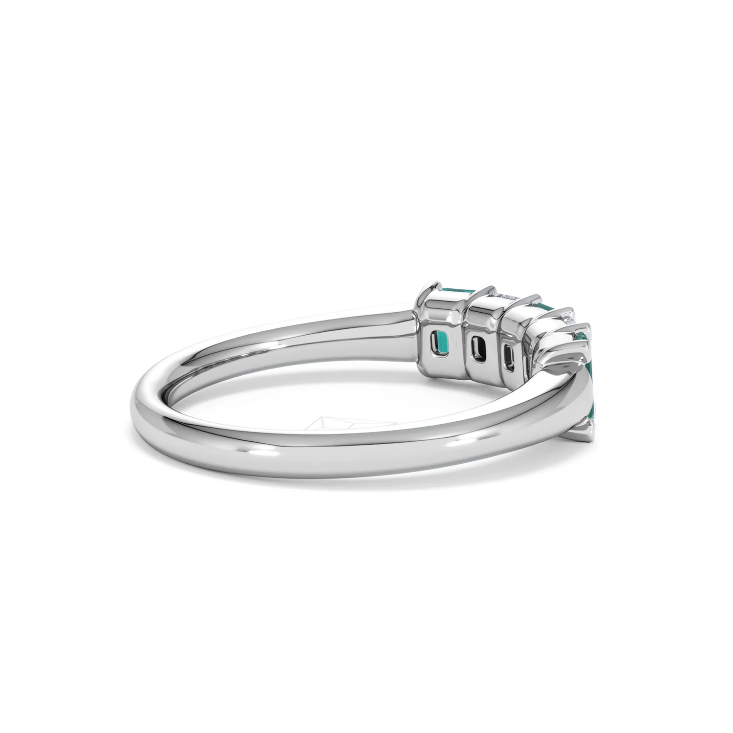 Solene 0.75ct Emerald Cut Lab Emerald and Lab Diamond Half Eternity Ring in 18K White Gold - Image 35
