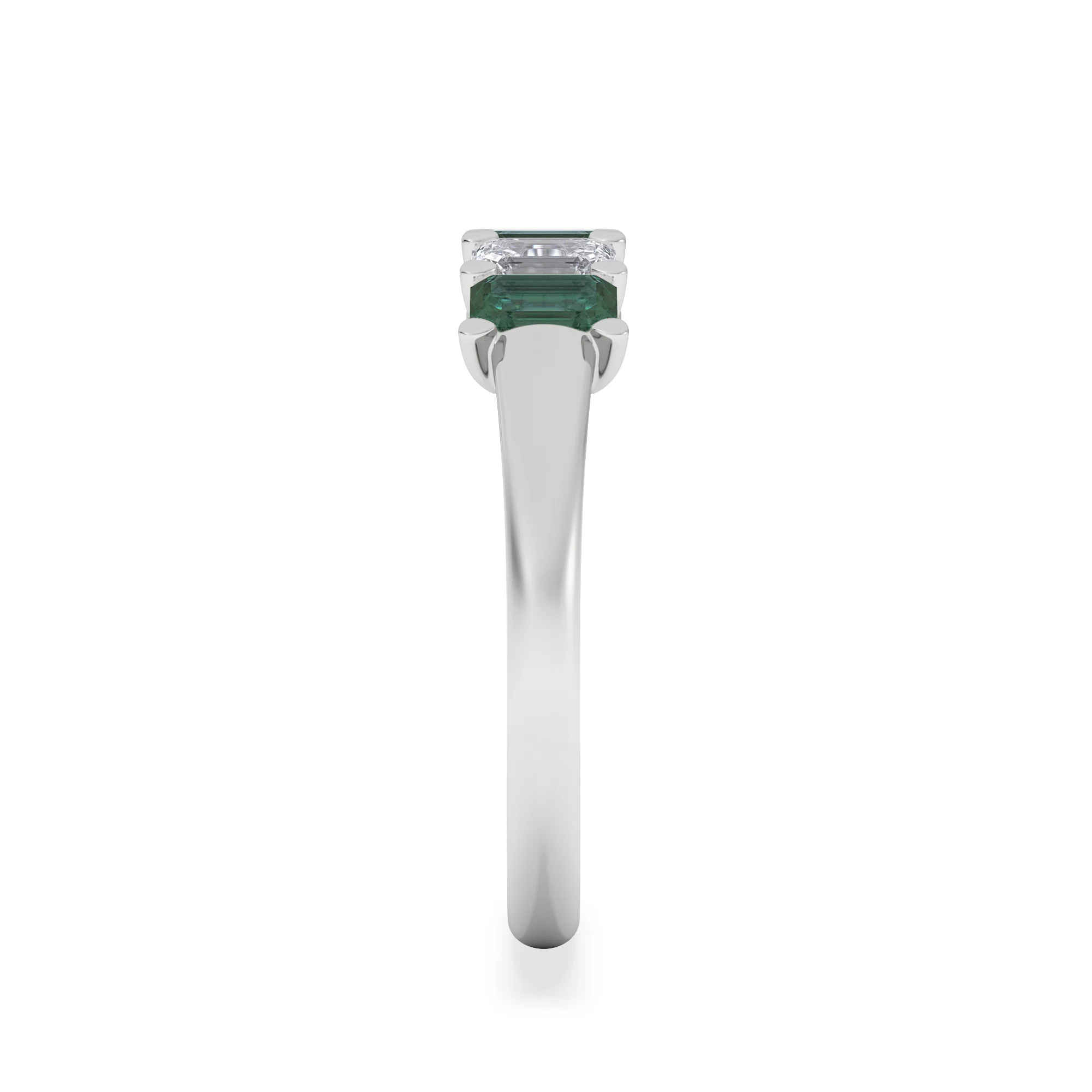 Solene 0.75ct Emerald Cut Lab Emerald and Lab Diamond Half Eternity Ring in 18K White Gold - Image 5