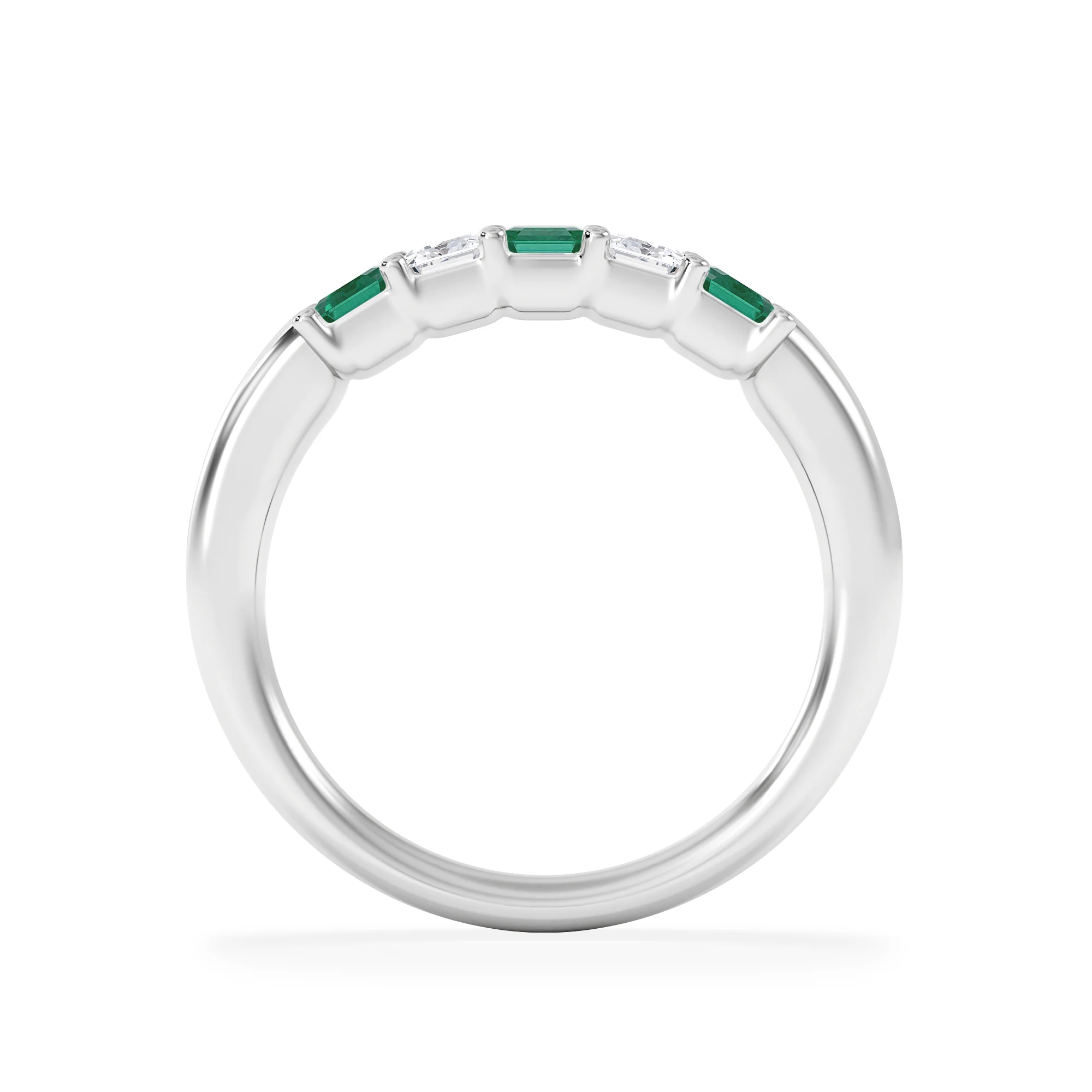Solene 0.75ct Emerald Cut Lab Emerald and Lab Diamond Half Eternity Ring in 18K White Gold - Image 7