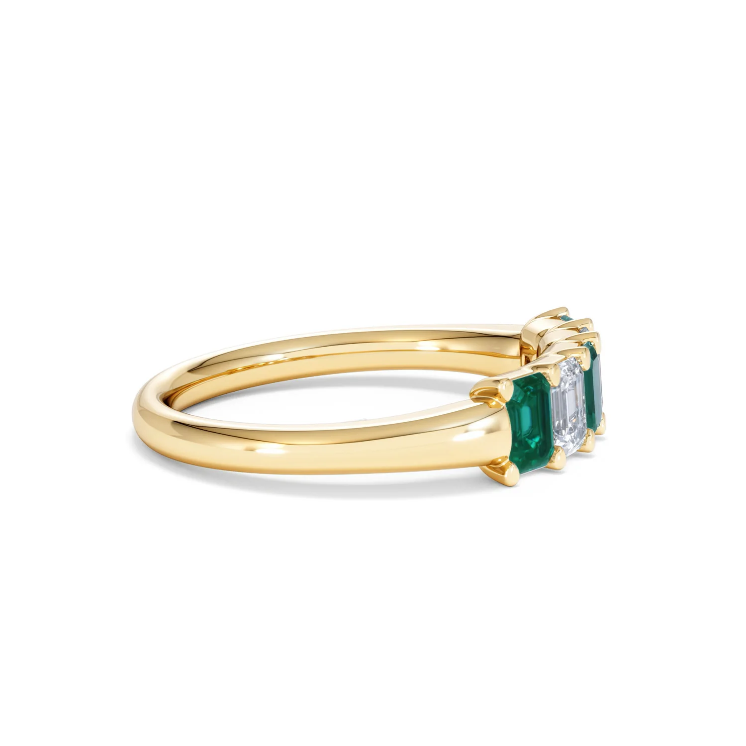 Solene 0.75ct Emerald Cut Lab Emerald and Lab Diamond Half Eternity Ring in 18K Yellow Gold - Image 26
