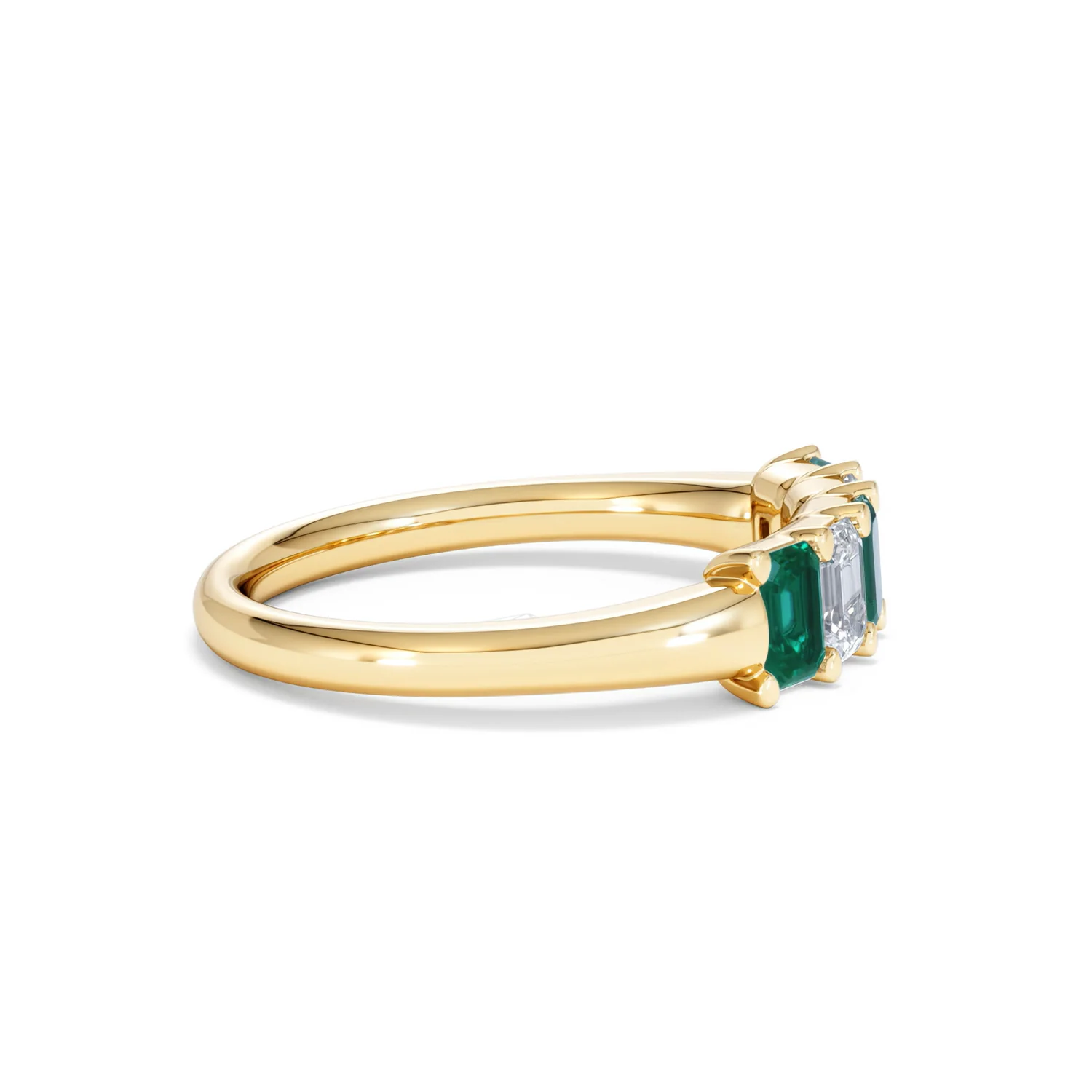 Solene 0.75ct Emerald Cut Lab Emerald and Lab Diamond Half Eternity Ring in 18K Yellow Gold - Image 27