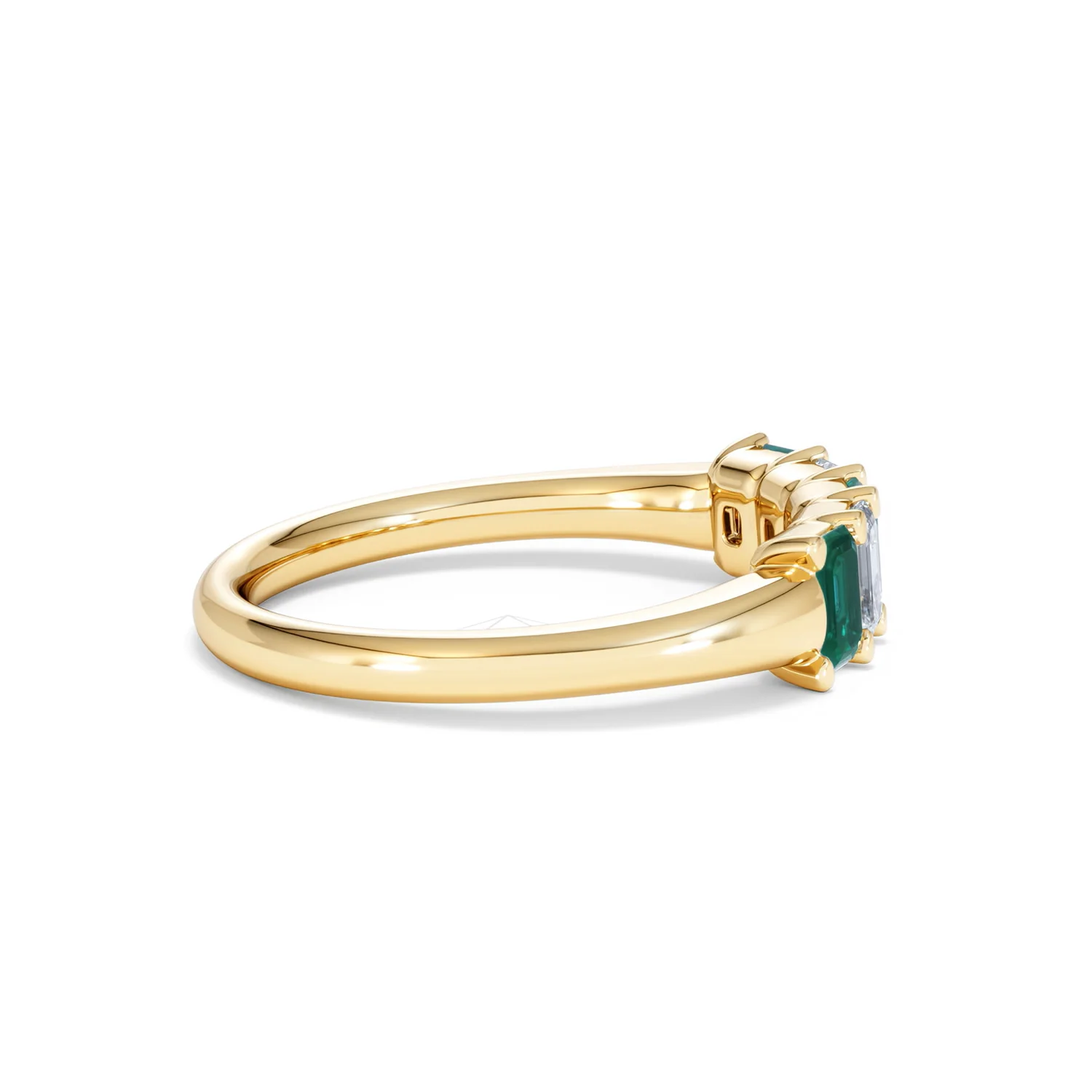 Solene 0.75ct Emerald Cut Lab Emerald and Lab Diamond Half Eternity Ring in 18K Yellow Gold - Image 30