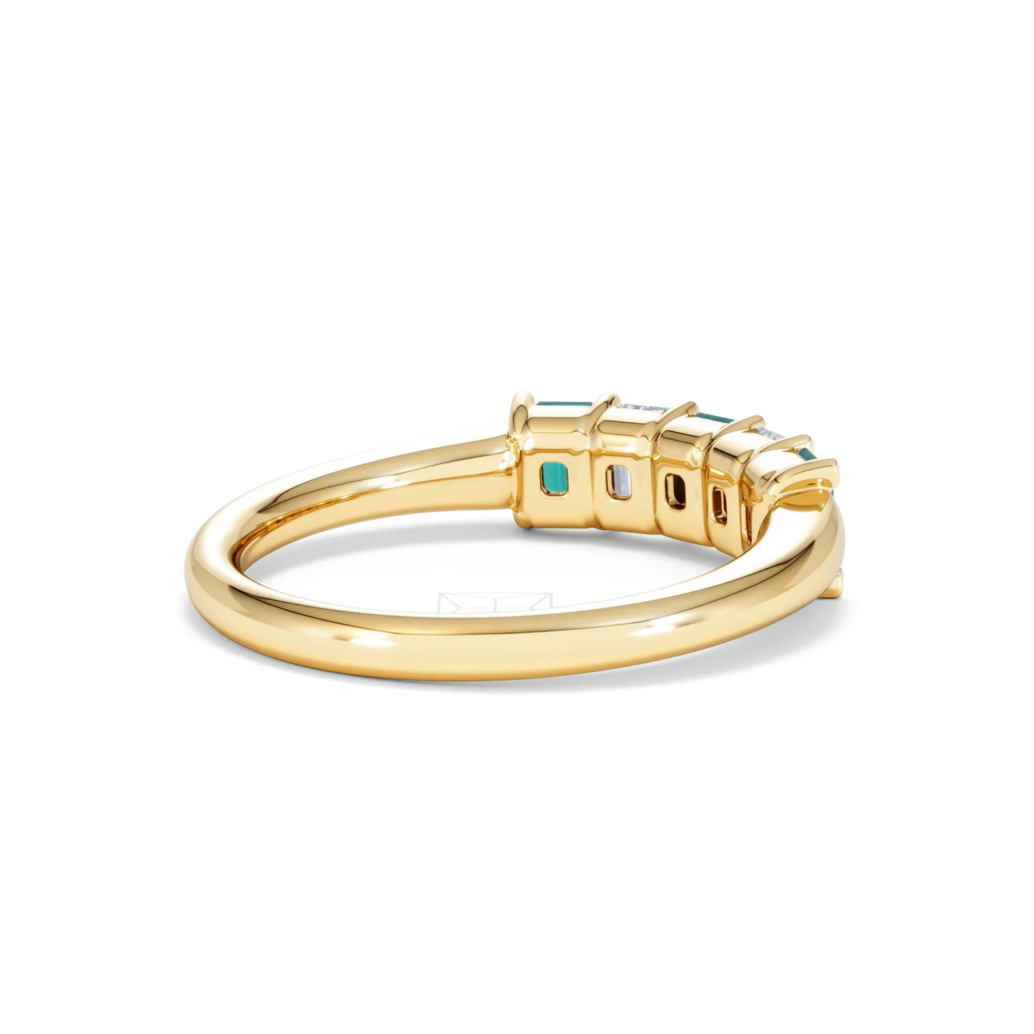 Solene 0.75ct Emerald Cut Lab Emerald and Lab Diamond Half Eternity Ring in 18K Yellow Gold - Image 39