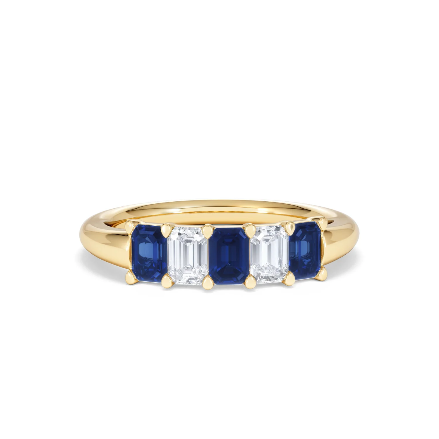 Solene 0.75ct Emerald Cut Lab Sapphire and Lab Diamond Half Band Eternity Ring in 18K Yellow Gold - Image 10
