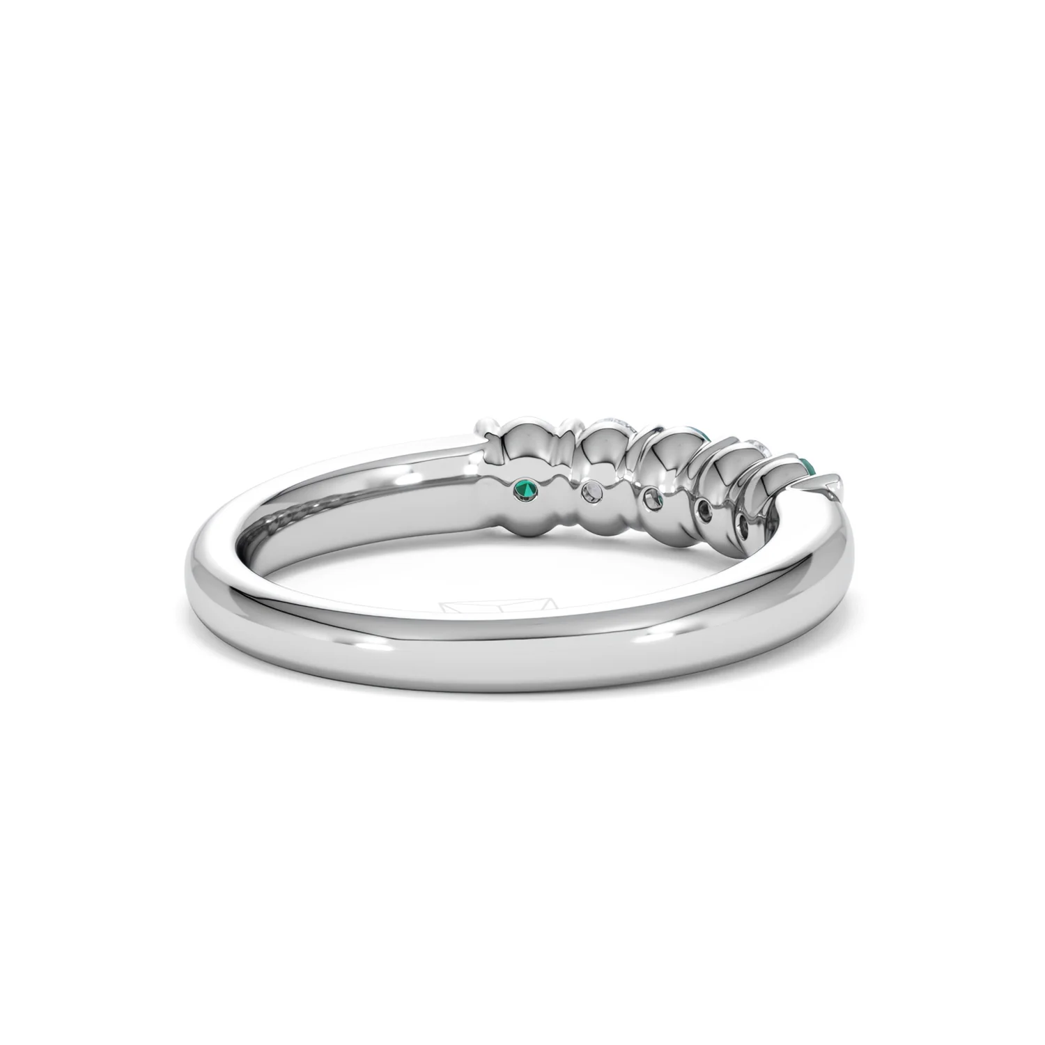 Solene 0.75ct Oval Cut Lab Emerald and Lab Diamond Half Band Eternity Ring in 18K White Gold - Image 40