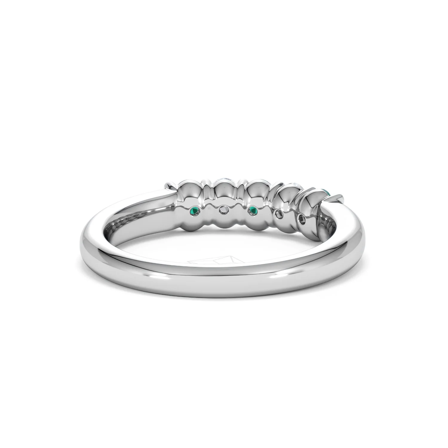 Solene 0.75ct Oval Cut Lab Emerald and Lab Diamond Half Band Eternity Ring in 18K White Gold - Image 44