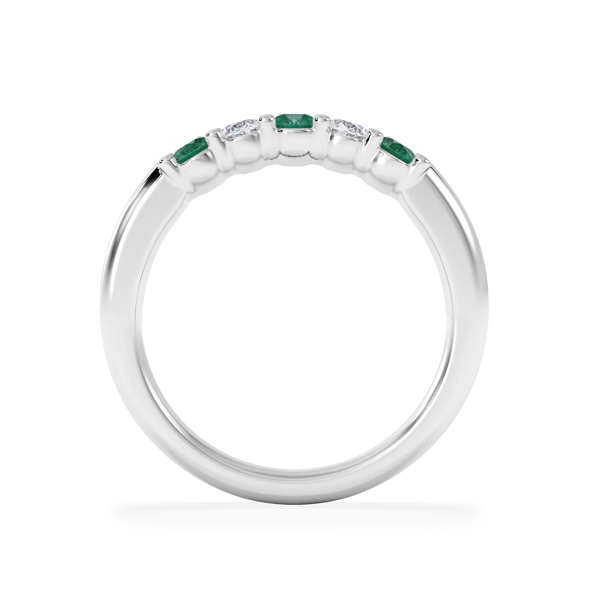 Solene 0.75ct Oval Cut Lab Emerald and Lab Diamond Half Band Eternity Ring in 18K White Gold - Image 7