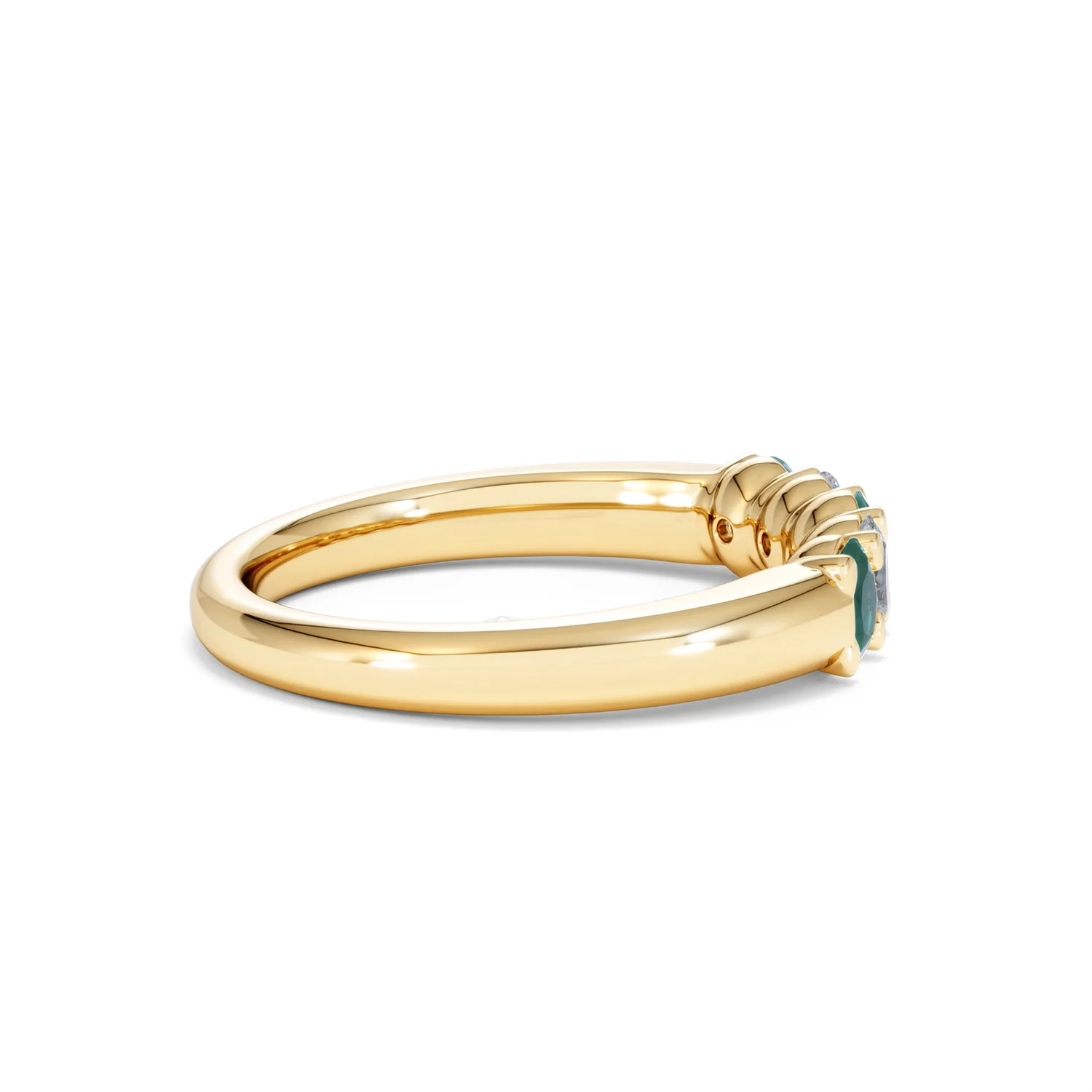 Solene 0.75ct Oval Cut Lab Emerald and Lab Diamond Half Band Eternity Ring in 18K Yellow Gold - Image 29