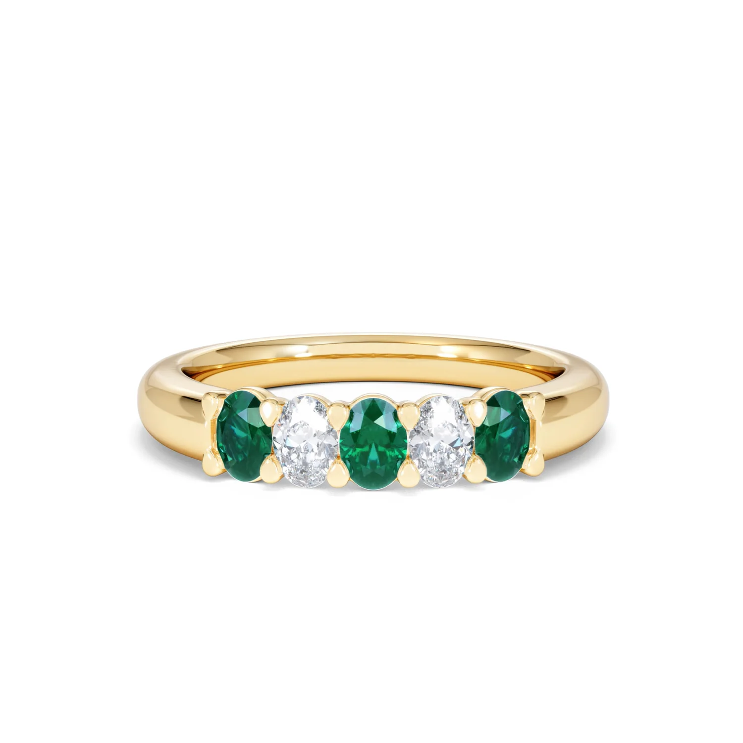Solene 0.75ct Oval Cut Lab Emerald and Lab Diamond Half Band Eternity Ring in 18K Yellow Gold - Image 7