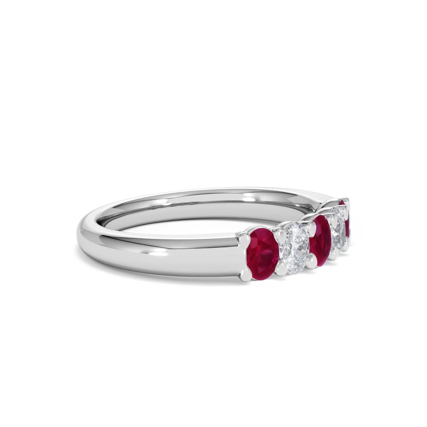 Solene 0.75ct Oval Cut Lab Ruby and Lab Diamond Half Band Eternity Ring in 18K White Gold - Image 21